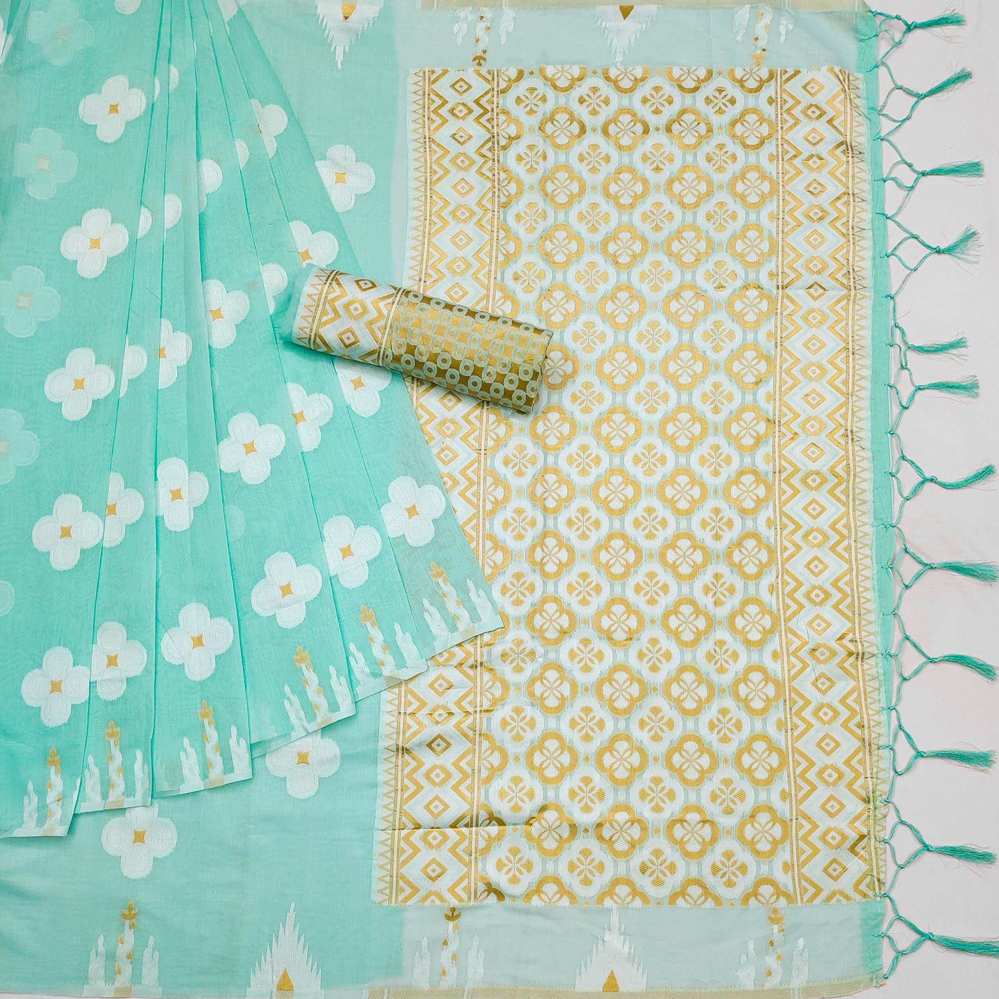 Turquoise Woven Modal Saree