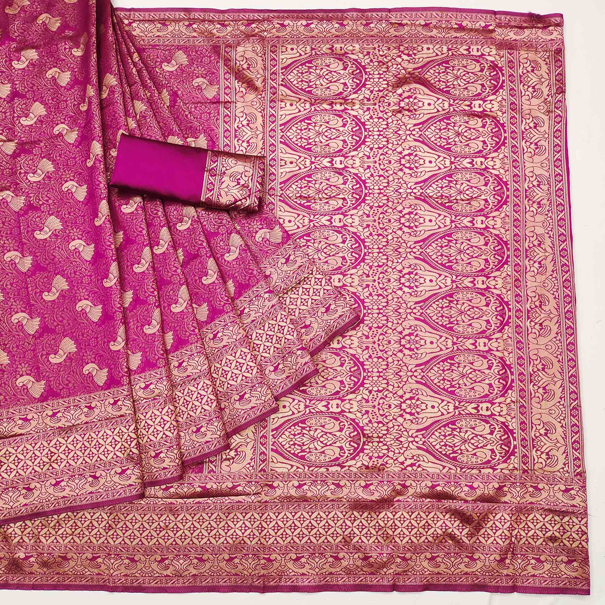 Pink Woven Banarasi Silk Saree