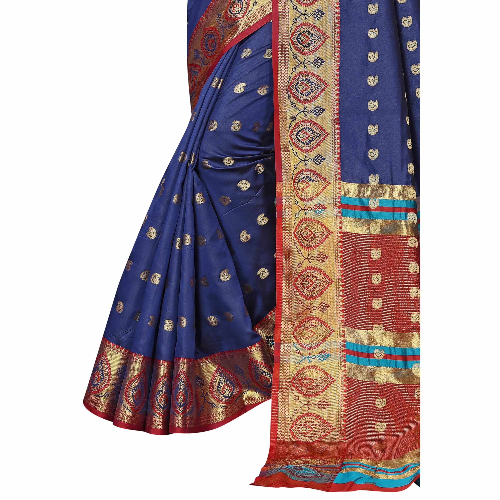 Navy Blue Woven Banarasi Silk Saree