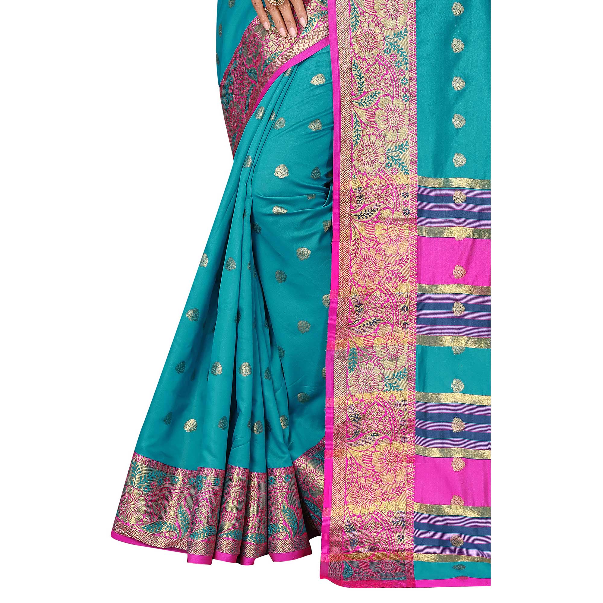 Rama Blue Woven Banarasi Silk Saree