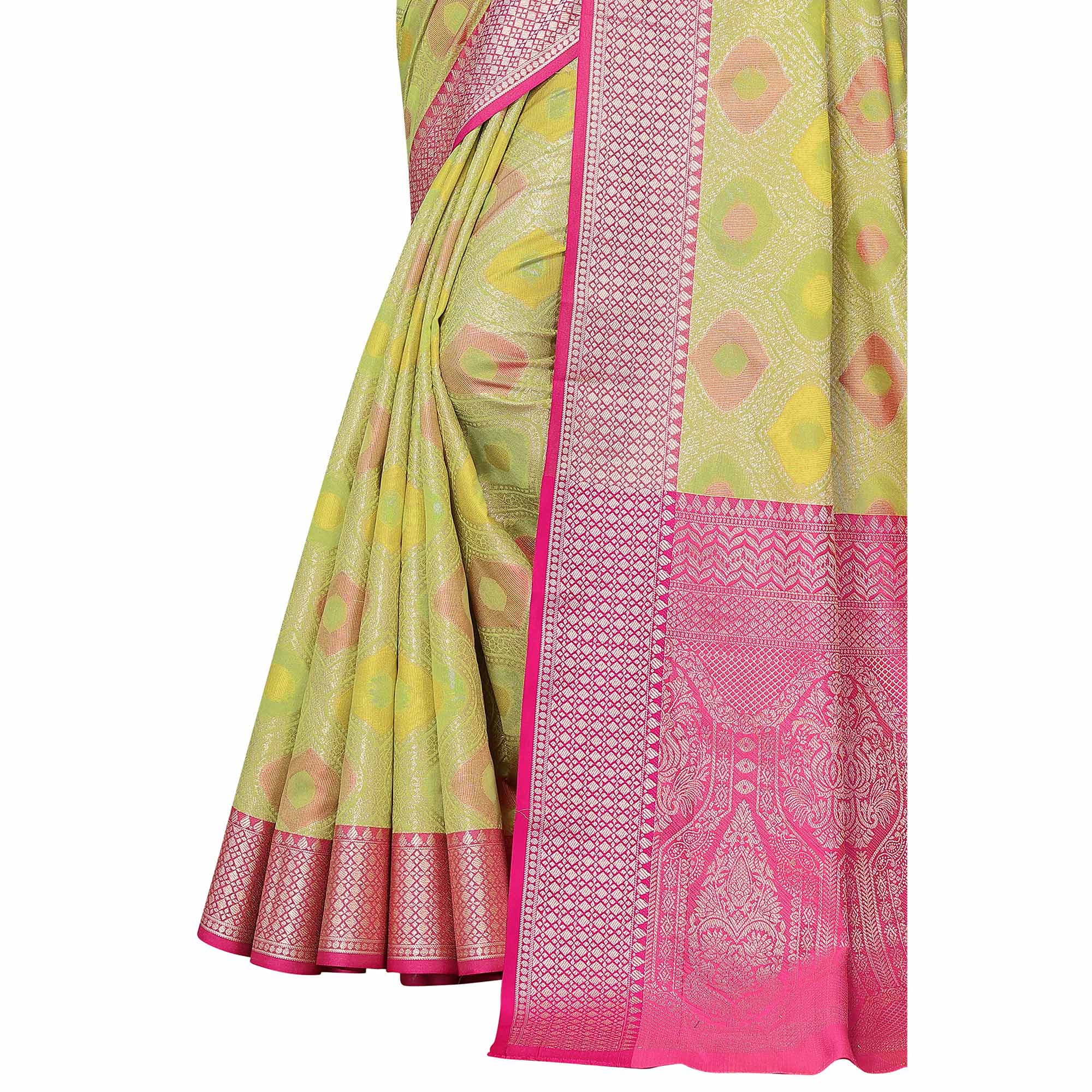 Lemon Green Woven Banarasi Silk Saree