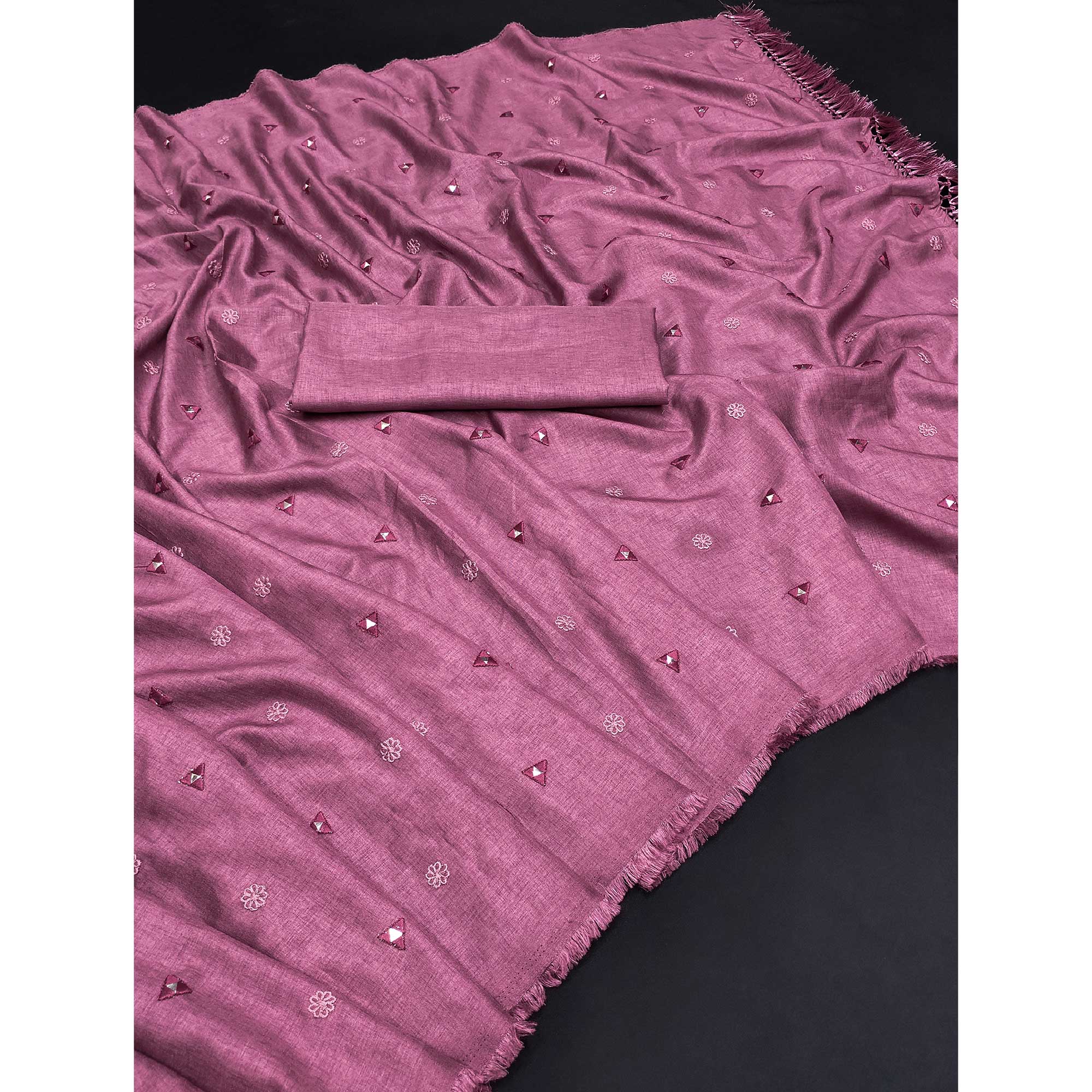 Violet Embroidered Manipuri Silk Saree