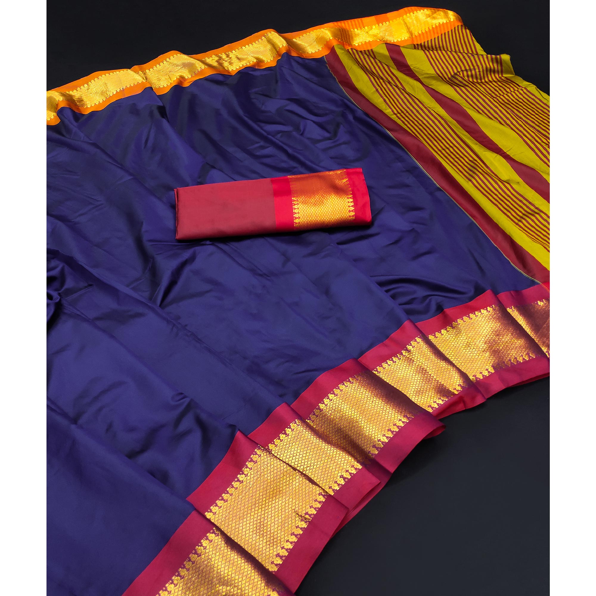 Blue Woven Art Silk Saree