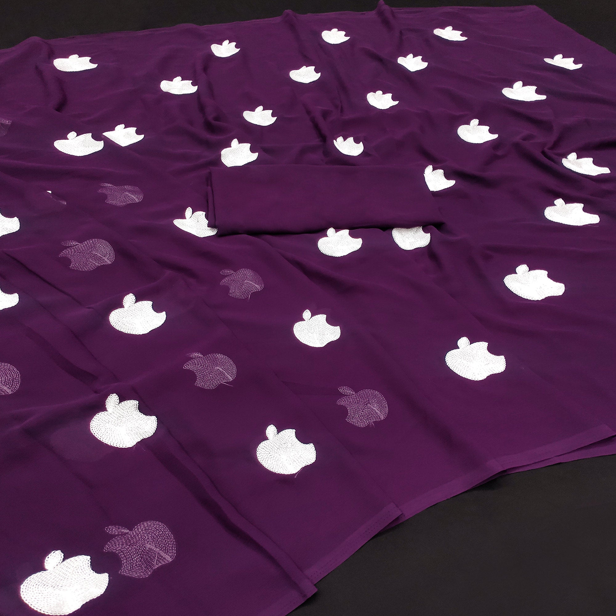Purple Embroidered Georgette Saree