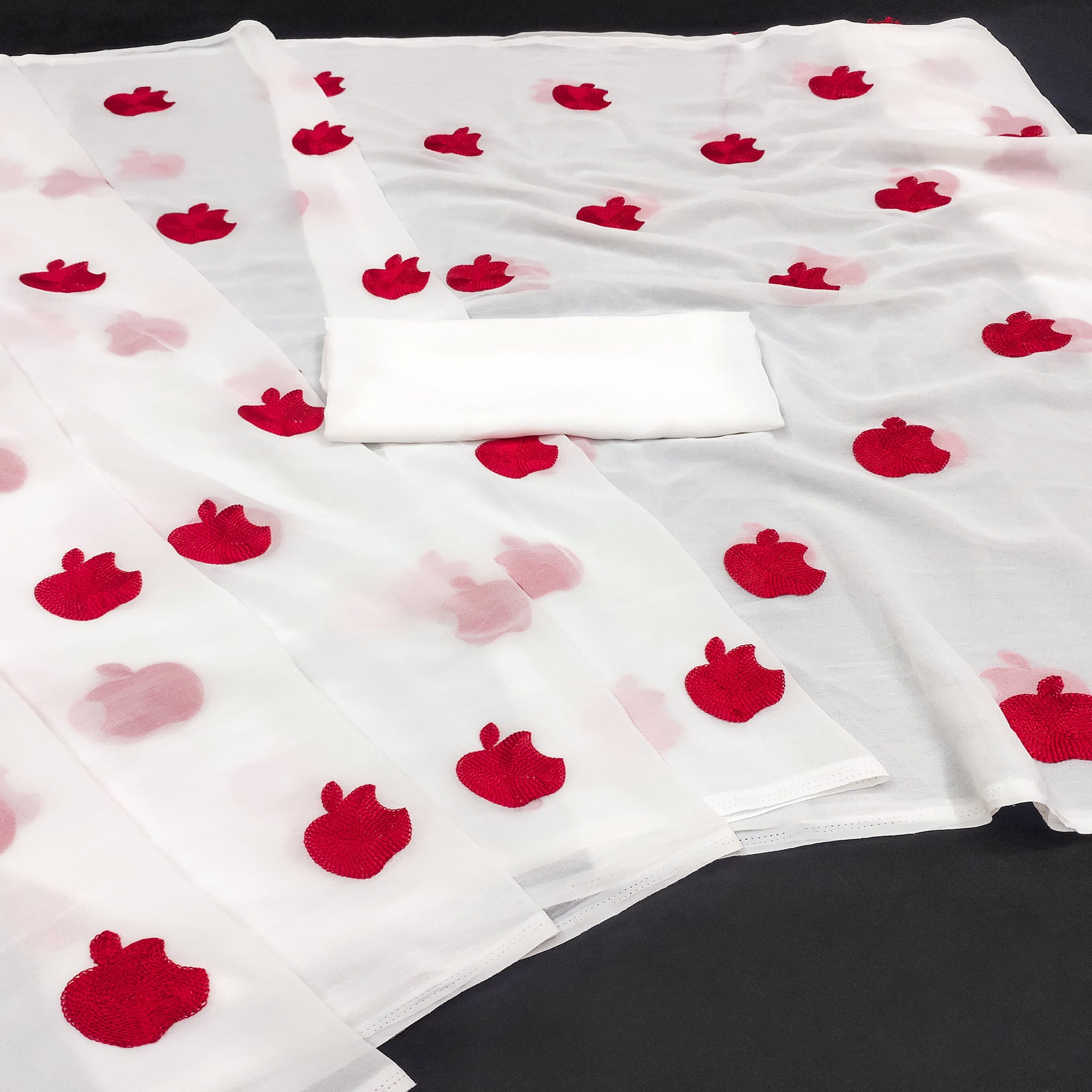 White Embroidered Georgette Saree