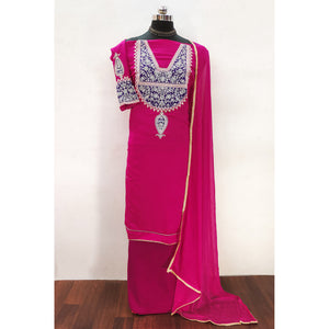 Pink Floral Sequins Embroidered Viscose Dress Material
