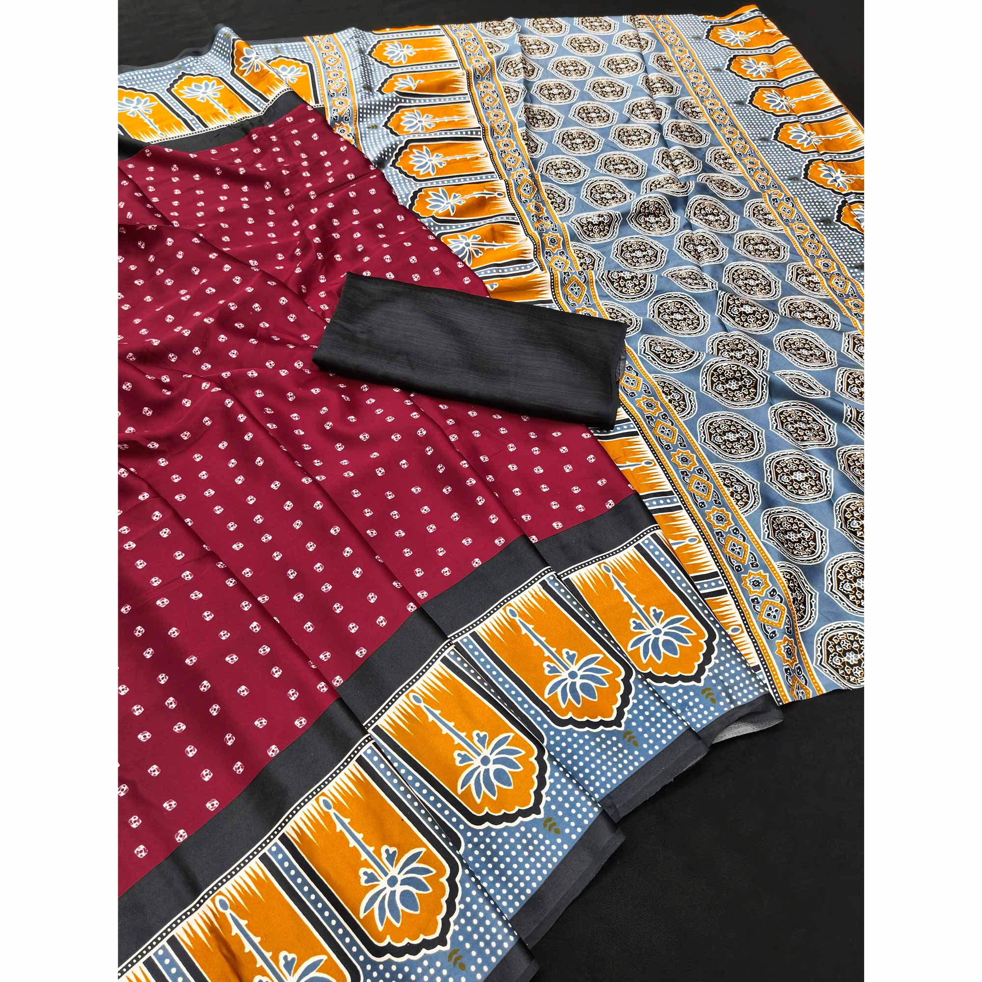 Classic Maroon Crepe Silk Saree Enhanced with Bandhani Work for Timeless Appeal