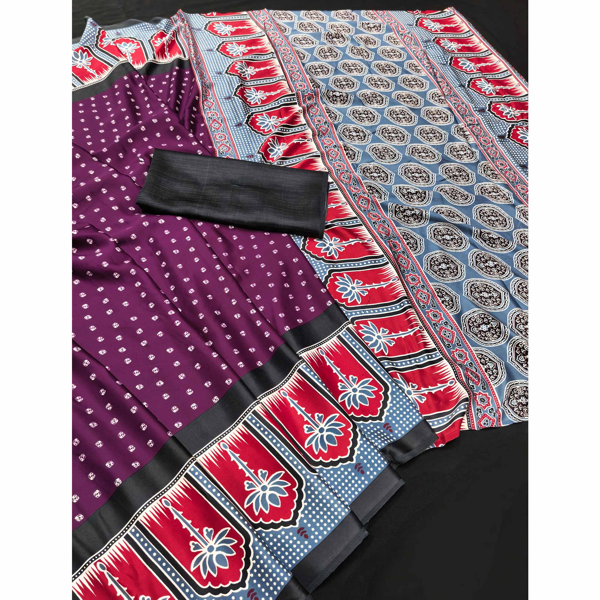 Classic Purple Crepe Silk Saree Enhanced with Bandhani Work for Timeless Appeal