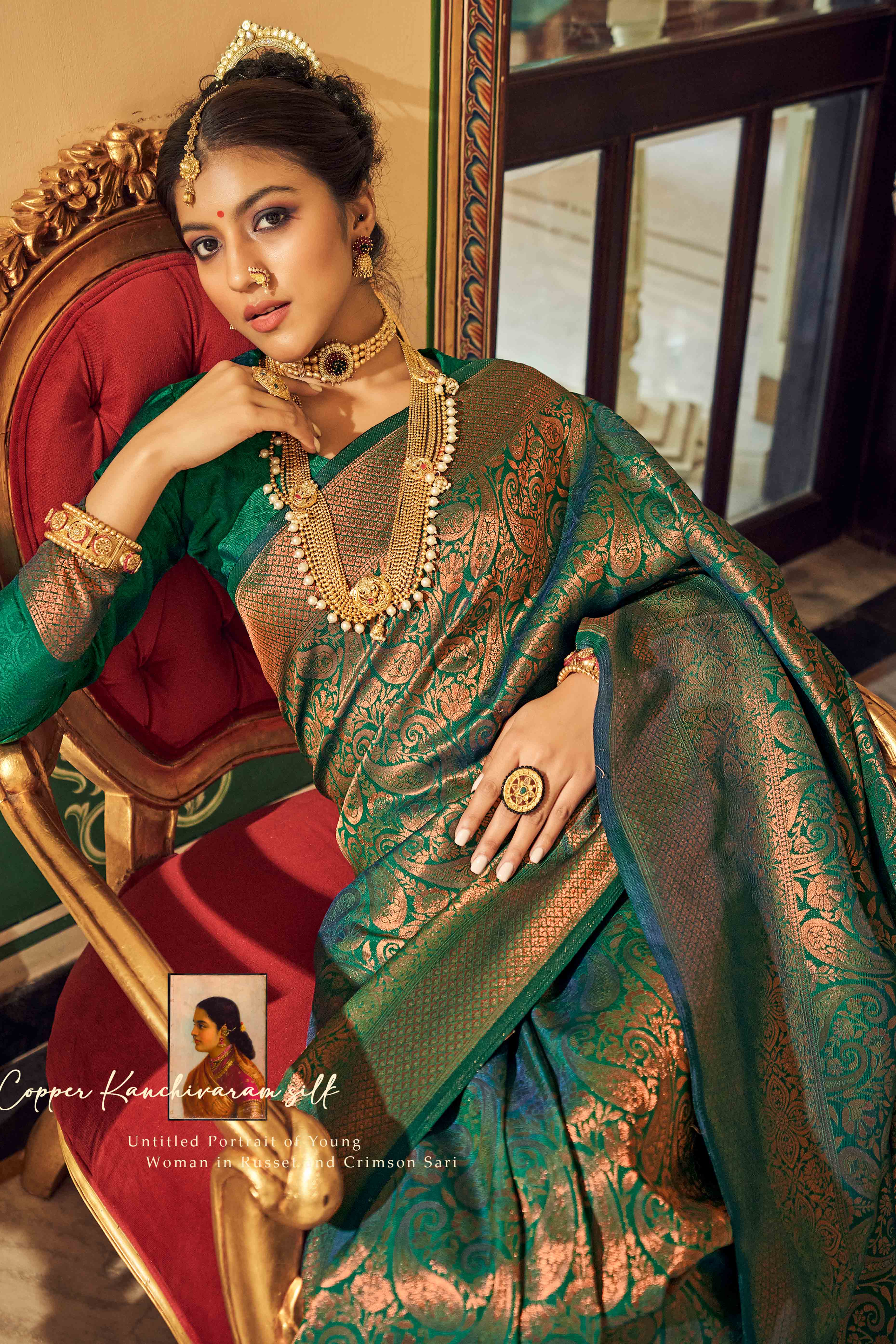 Green Floral Zari Woven Kanjivaram SIlk Saree