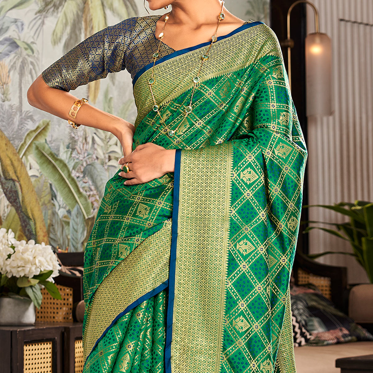 Green Woven Patola Pure Silk Saree
