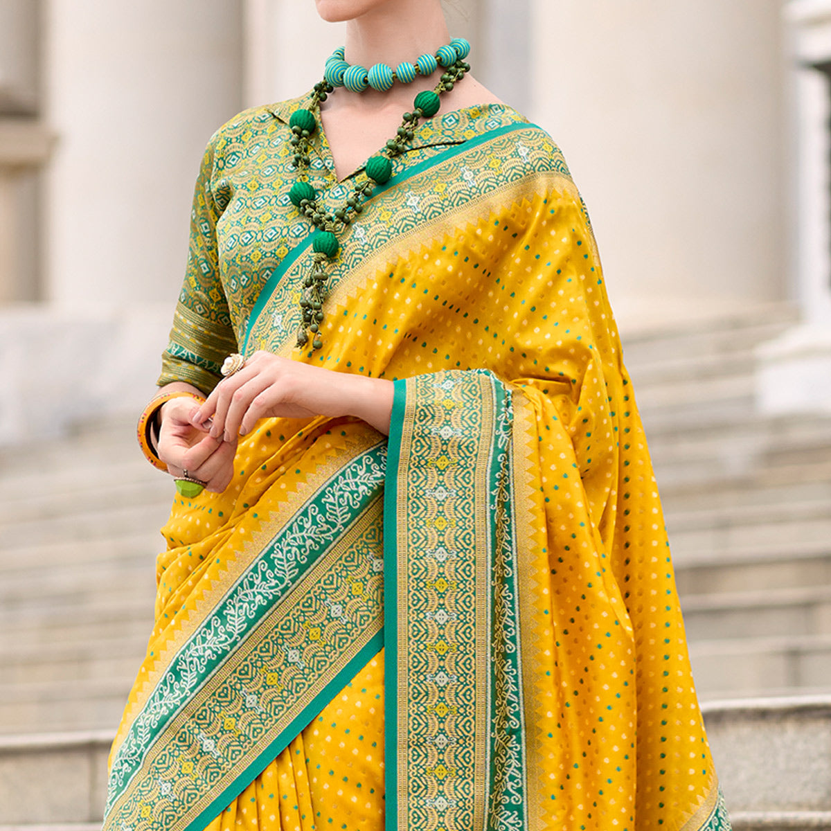 Yellow Zari Woven Banarasi Silk Saree