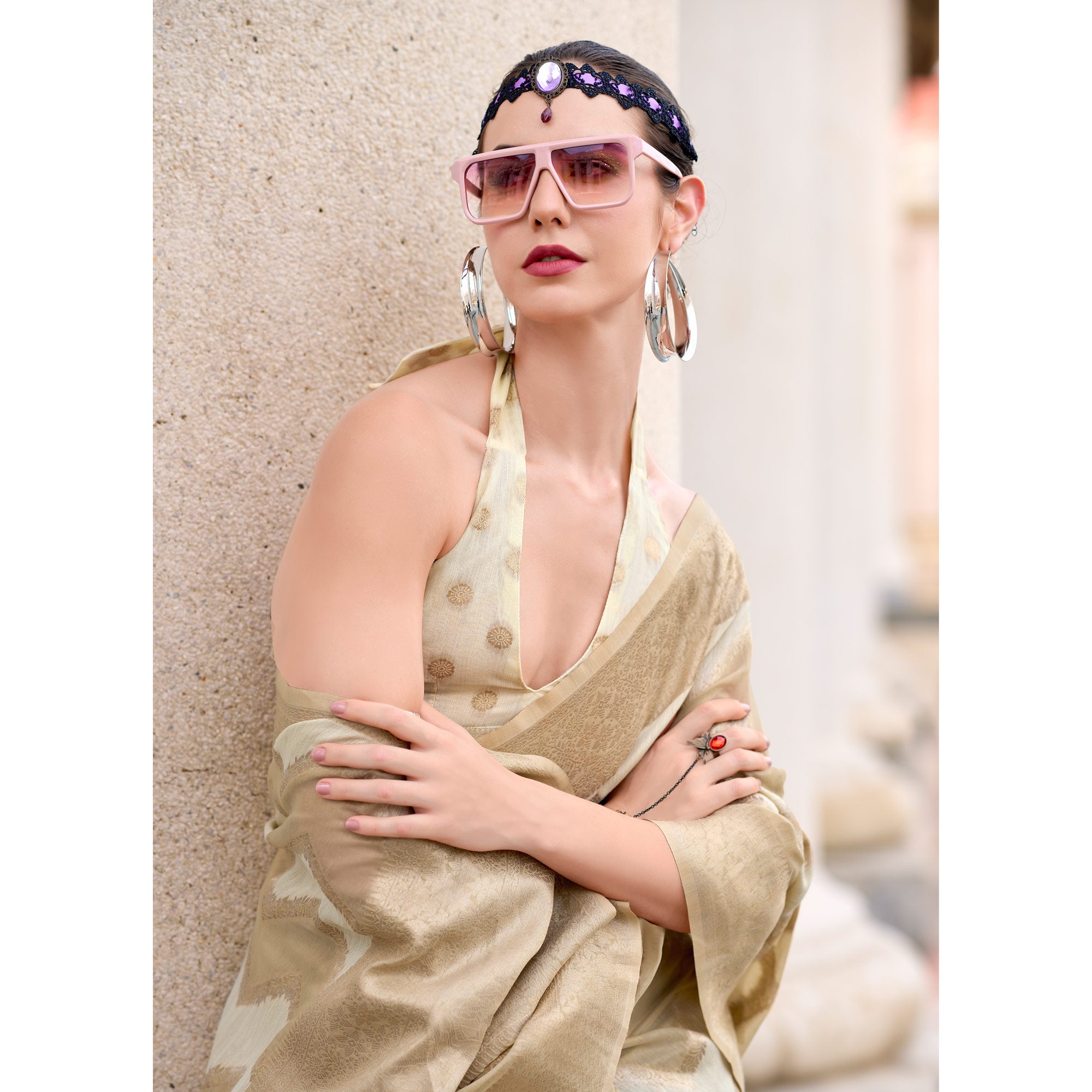 Off White Woven Cotton Silk Saree