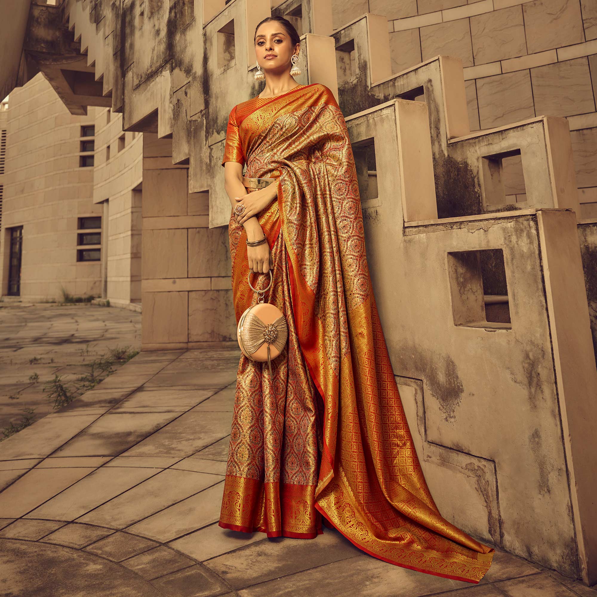 Red Woven Art Silk Saree