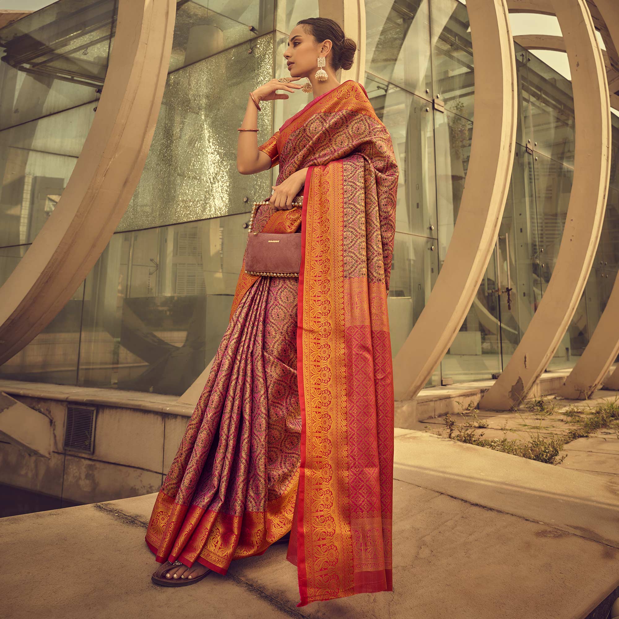 Purple Woven Art Silk Saree