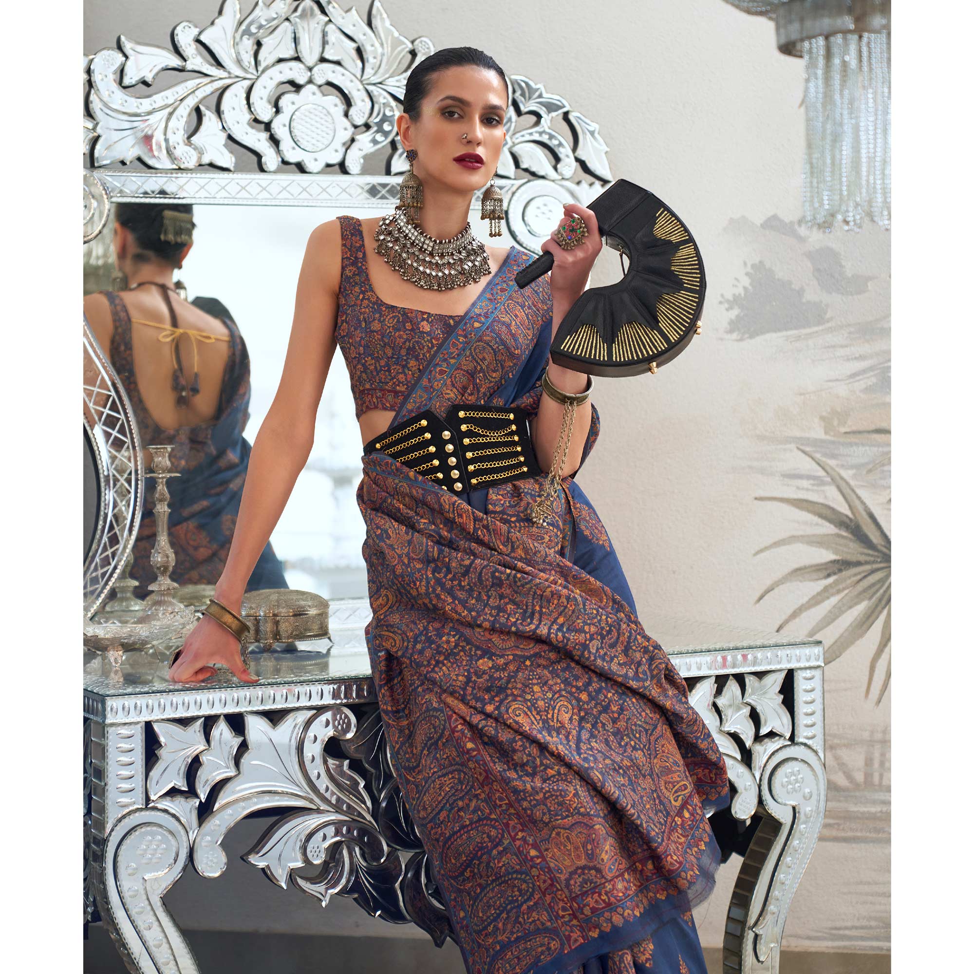 Blue Woven Chanderi Silk Saree