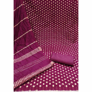 The Perfect Blend of Grace Wine Floral Woven With Sequins Embroidered Banarasi Jacquard Dress Material
