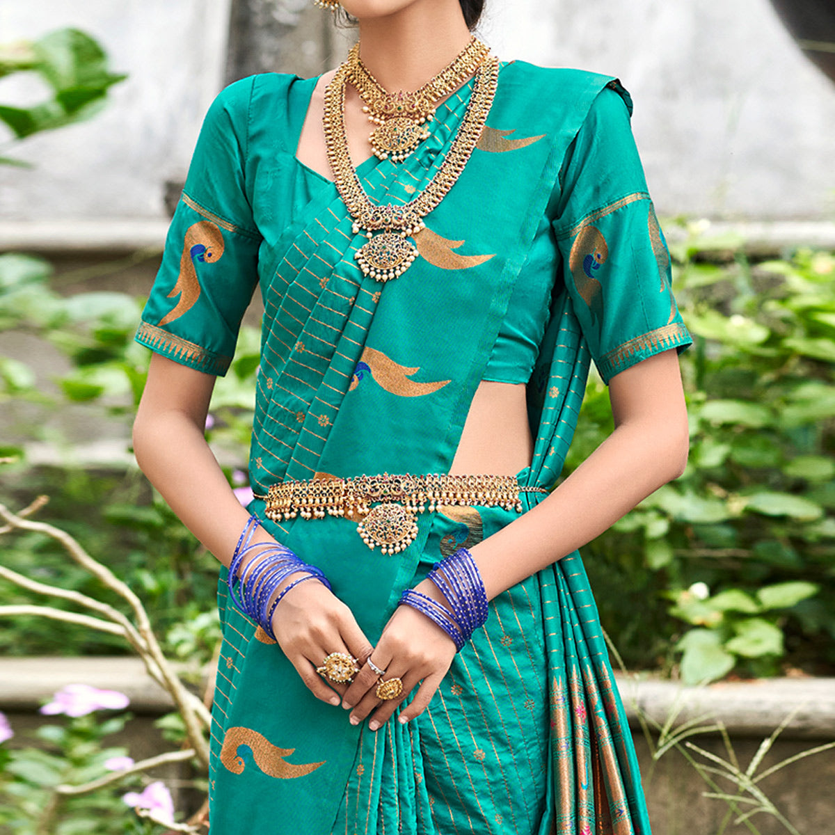 Rama Green Woven Art Silk Paithani Saree