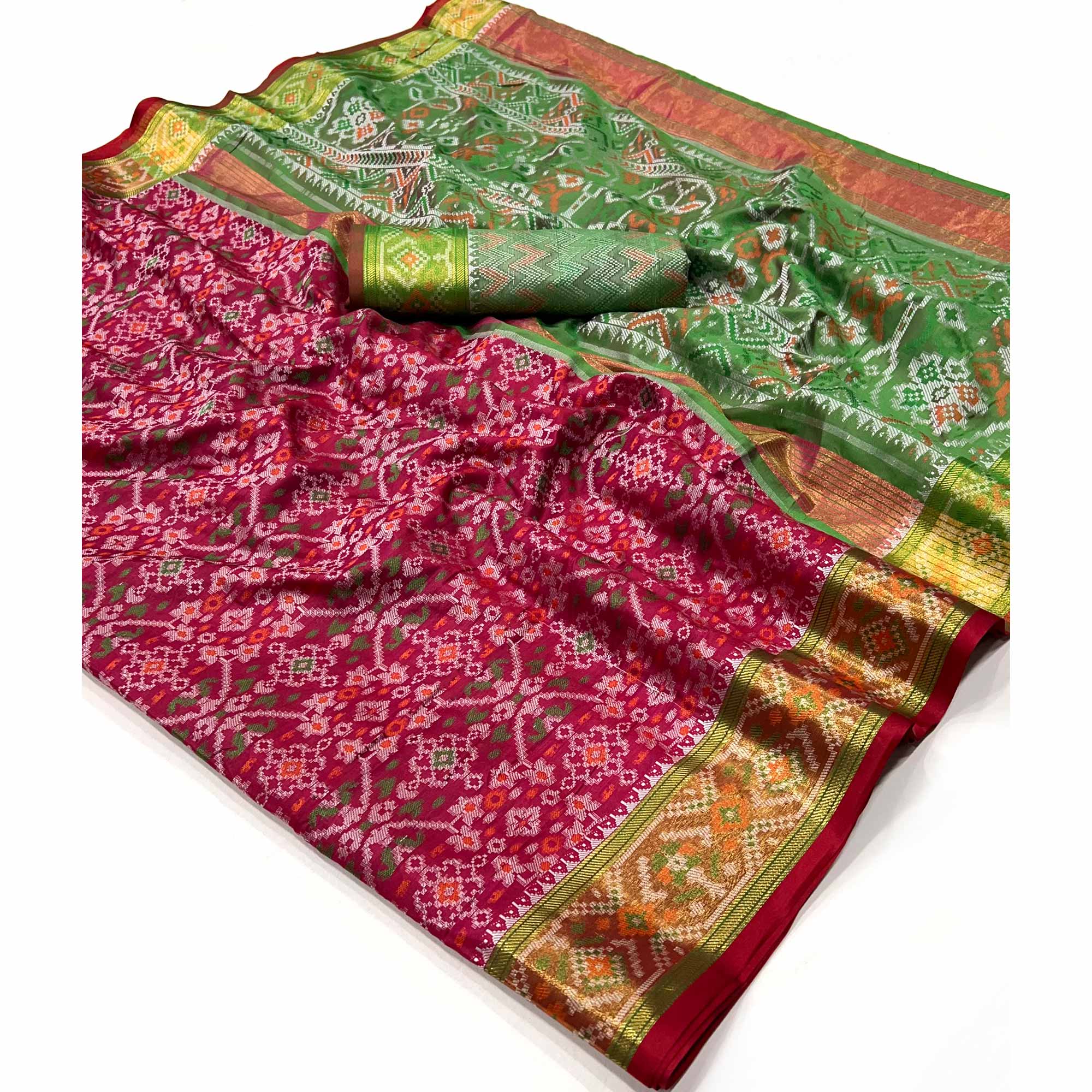 Red Woven Cotton Silk Patola Saree