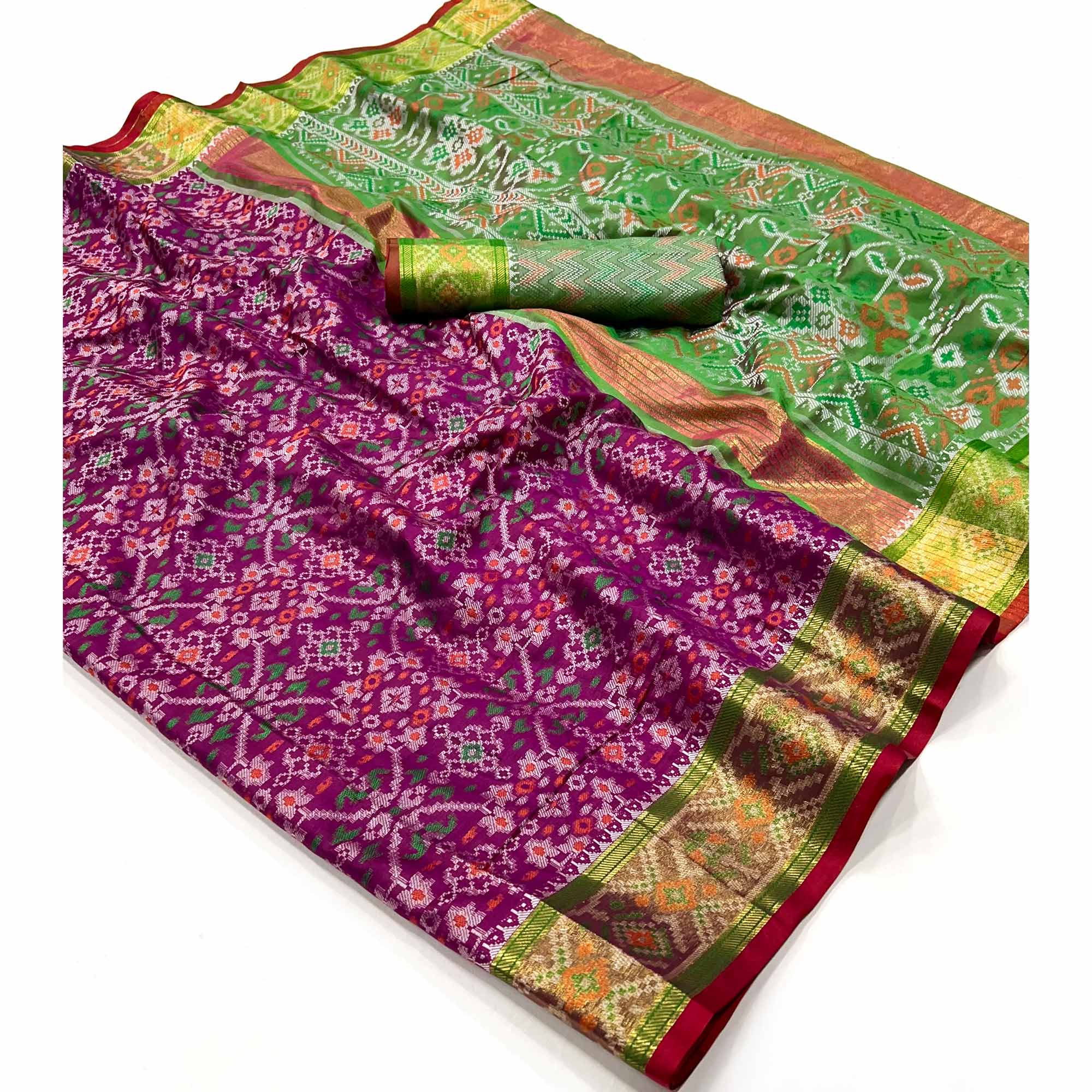 Purple Woven Cotton Silk Patola Saree