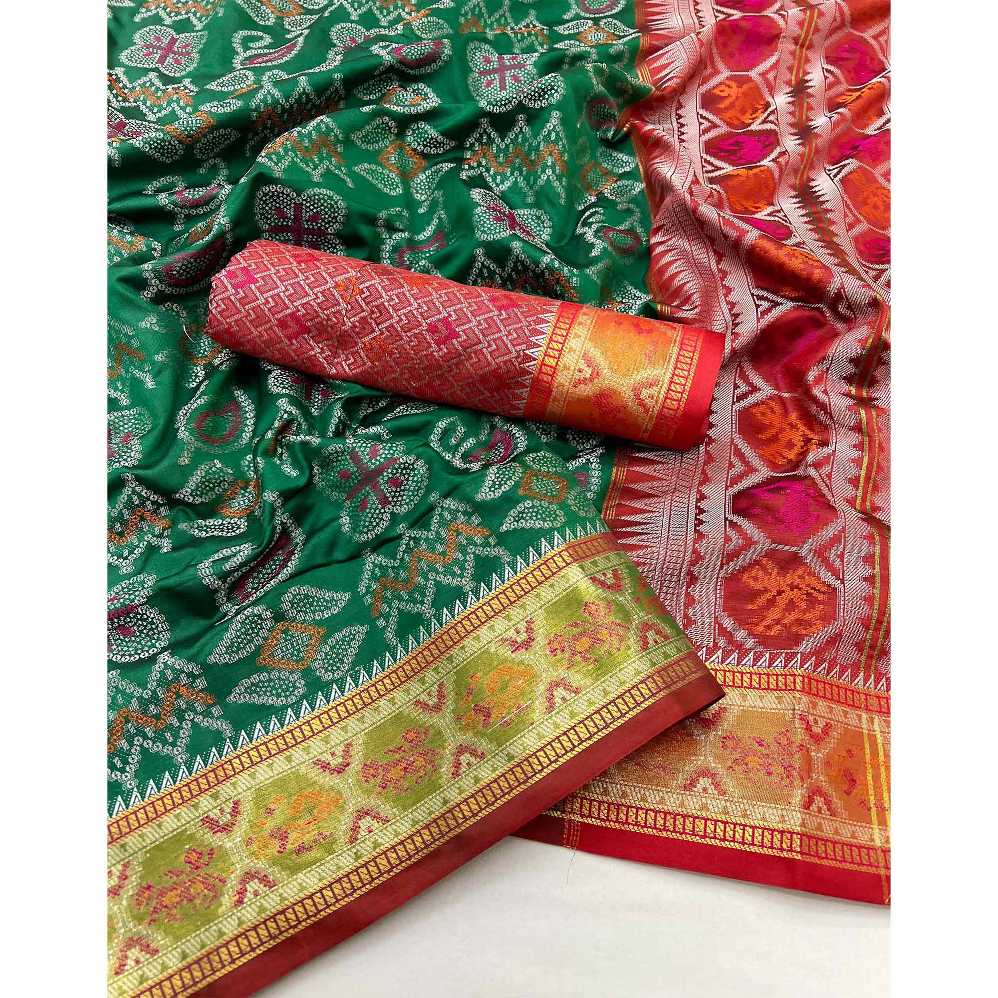 Green Woven Art Silk Patola Saree