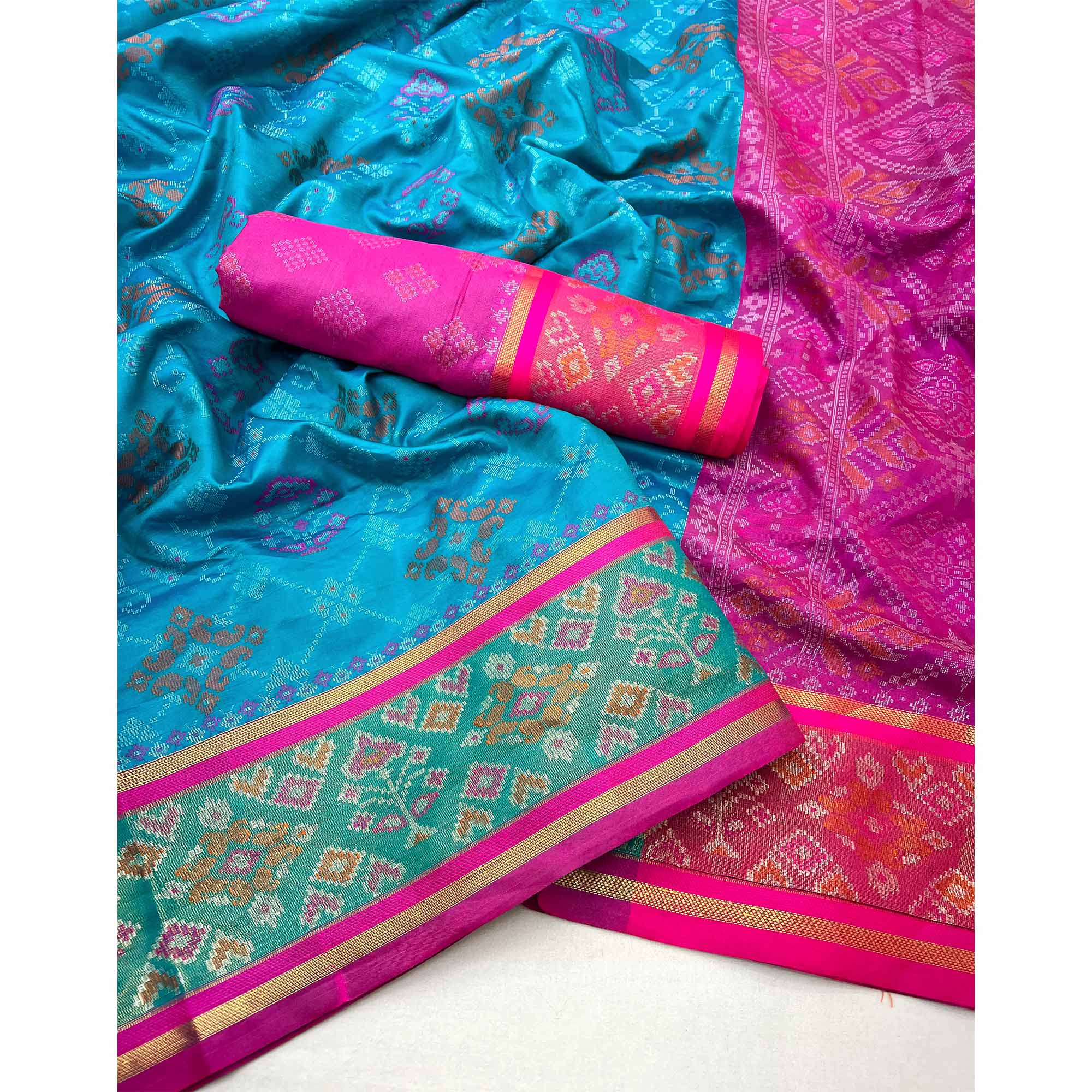 Blue Woven Art Silk Patola Saree
