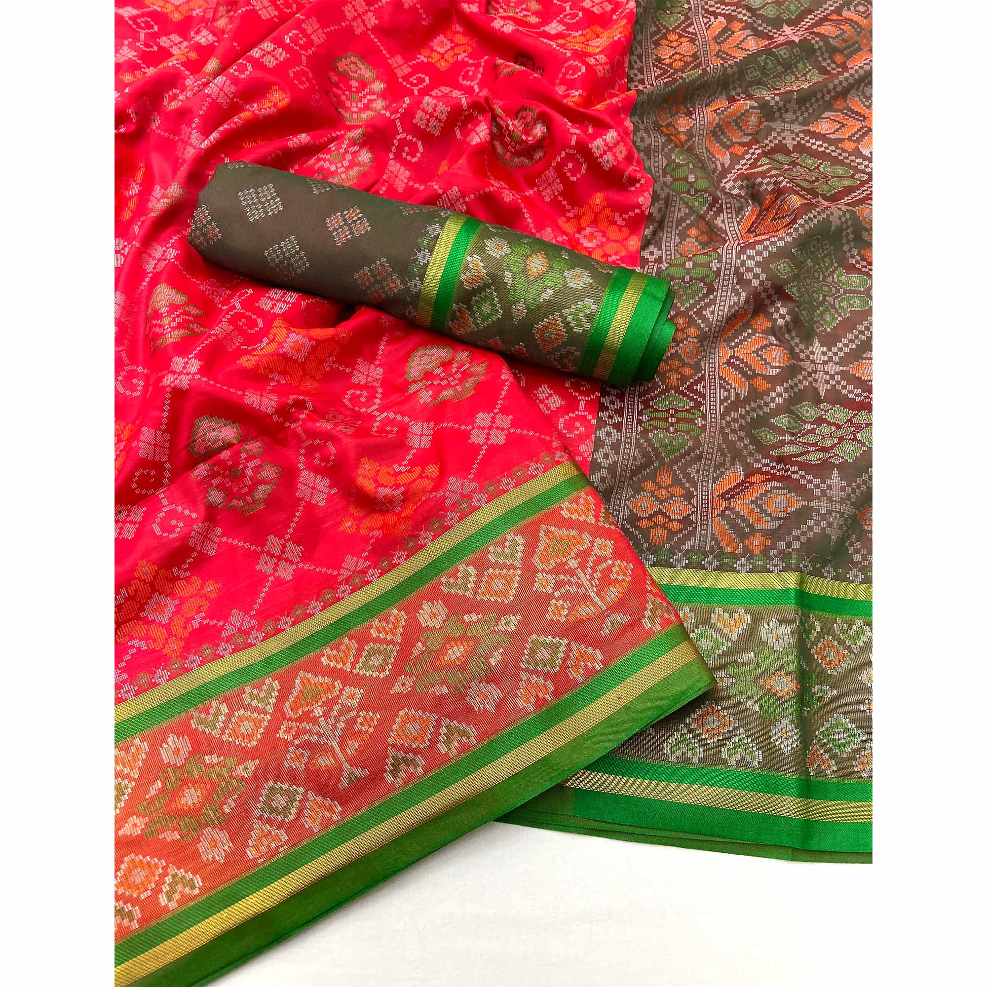 Red Woven Art Silk Patola Saree