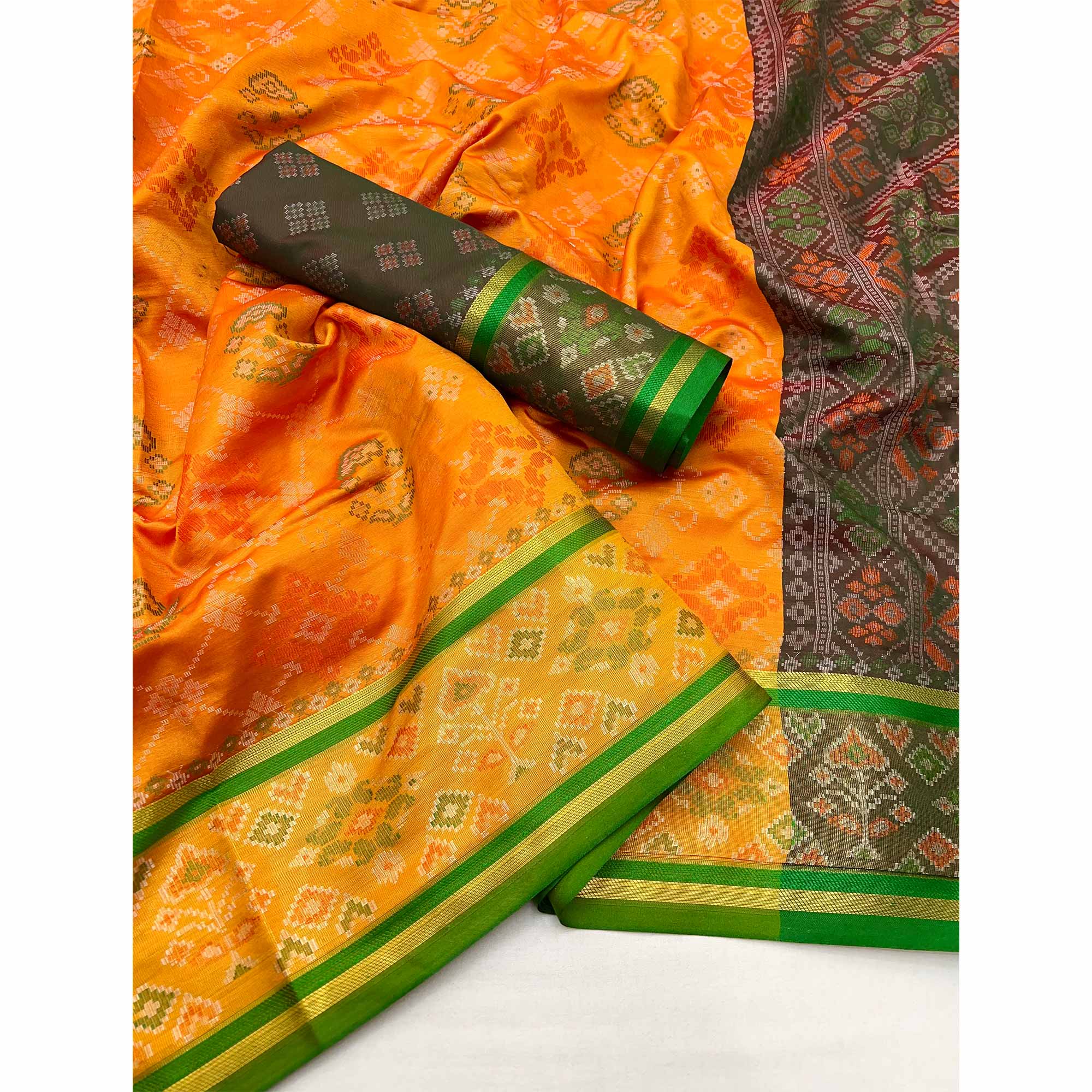 Mustard Woven Art Silk Patola Saree