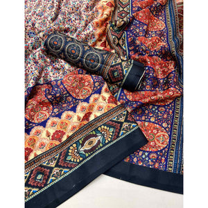 Cream Floral Digital Printed Pashmina Saree