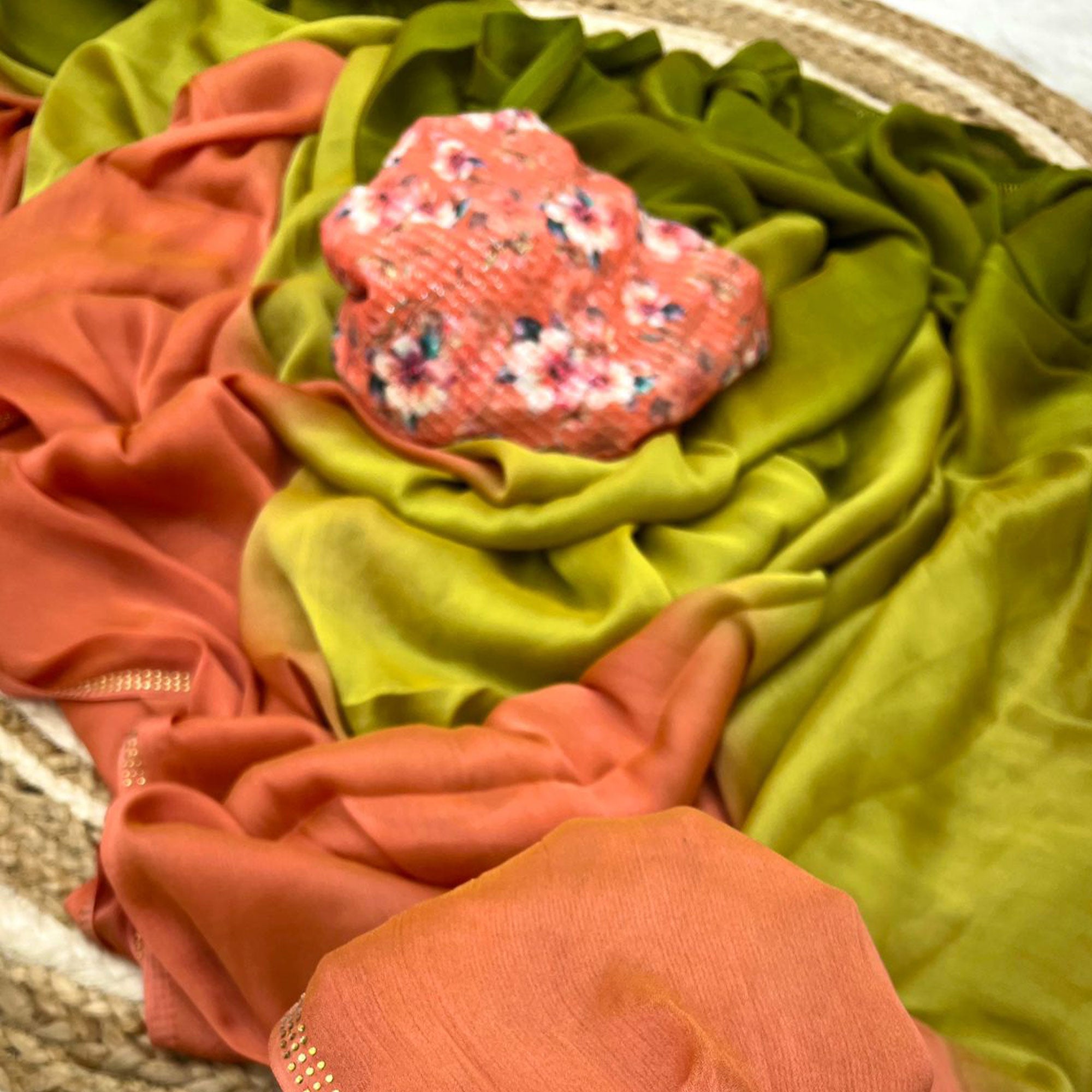 Multicolor Ombre Printed Chiffon Saree