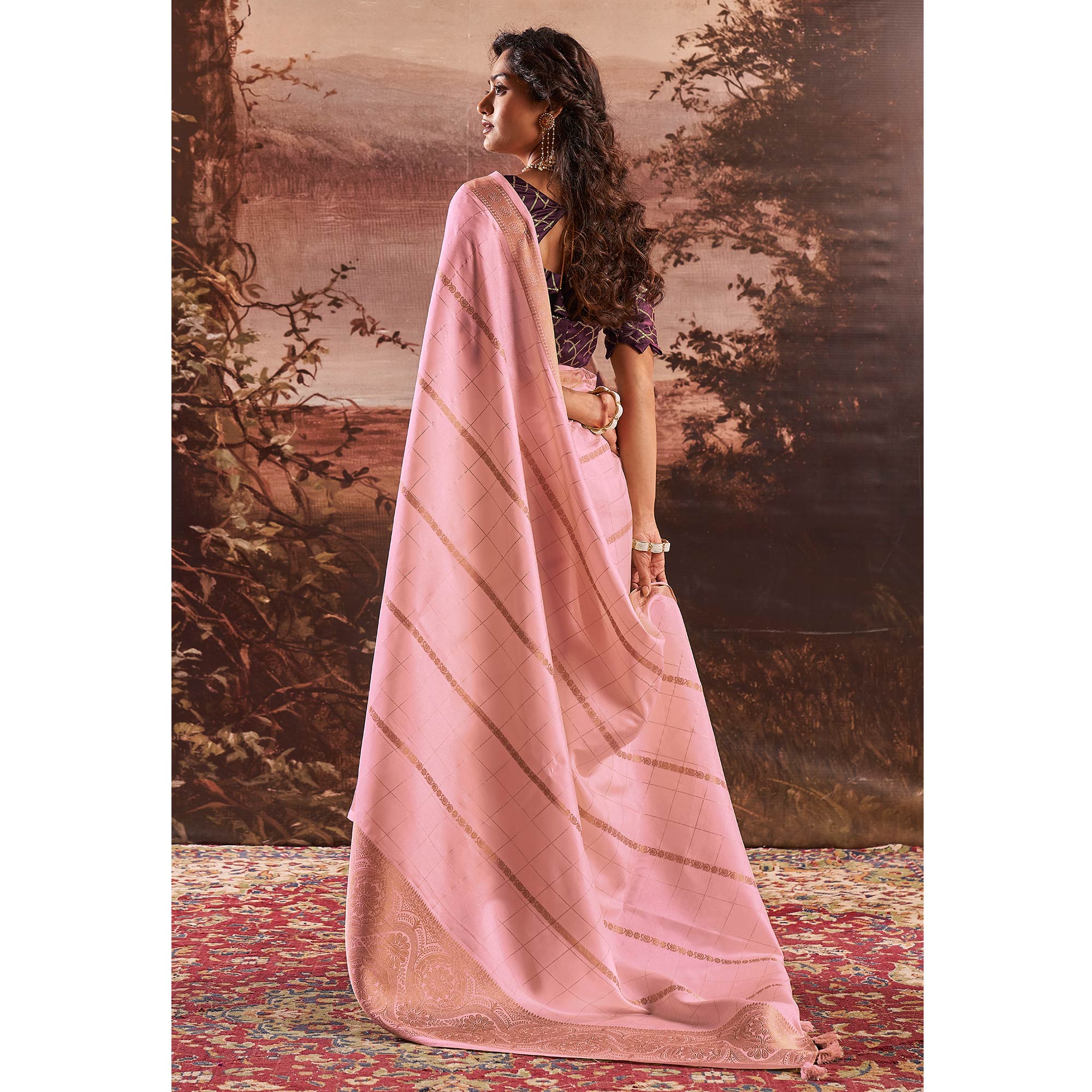 Pink Woven Cotton Silk Saree