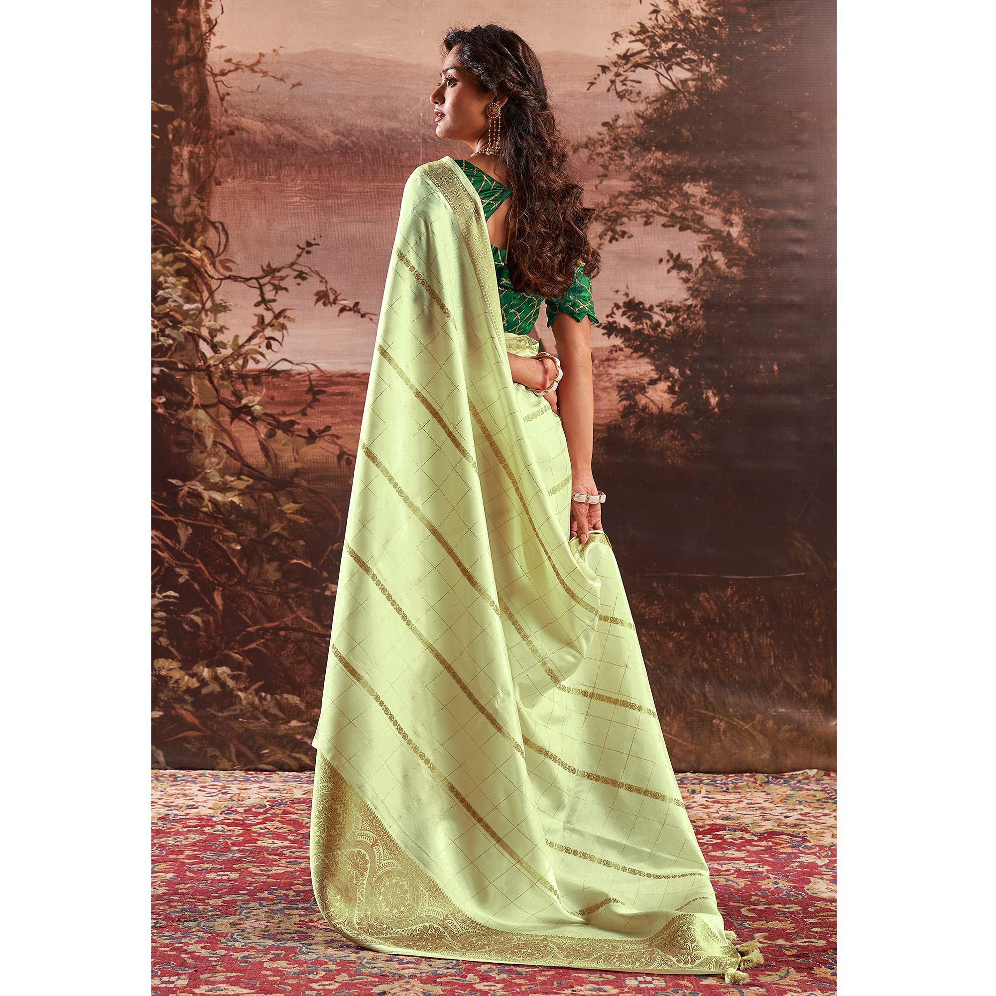Green Woven Cotton Silk Saree