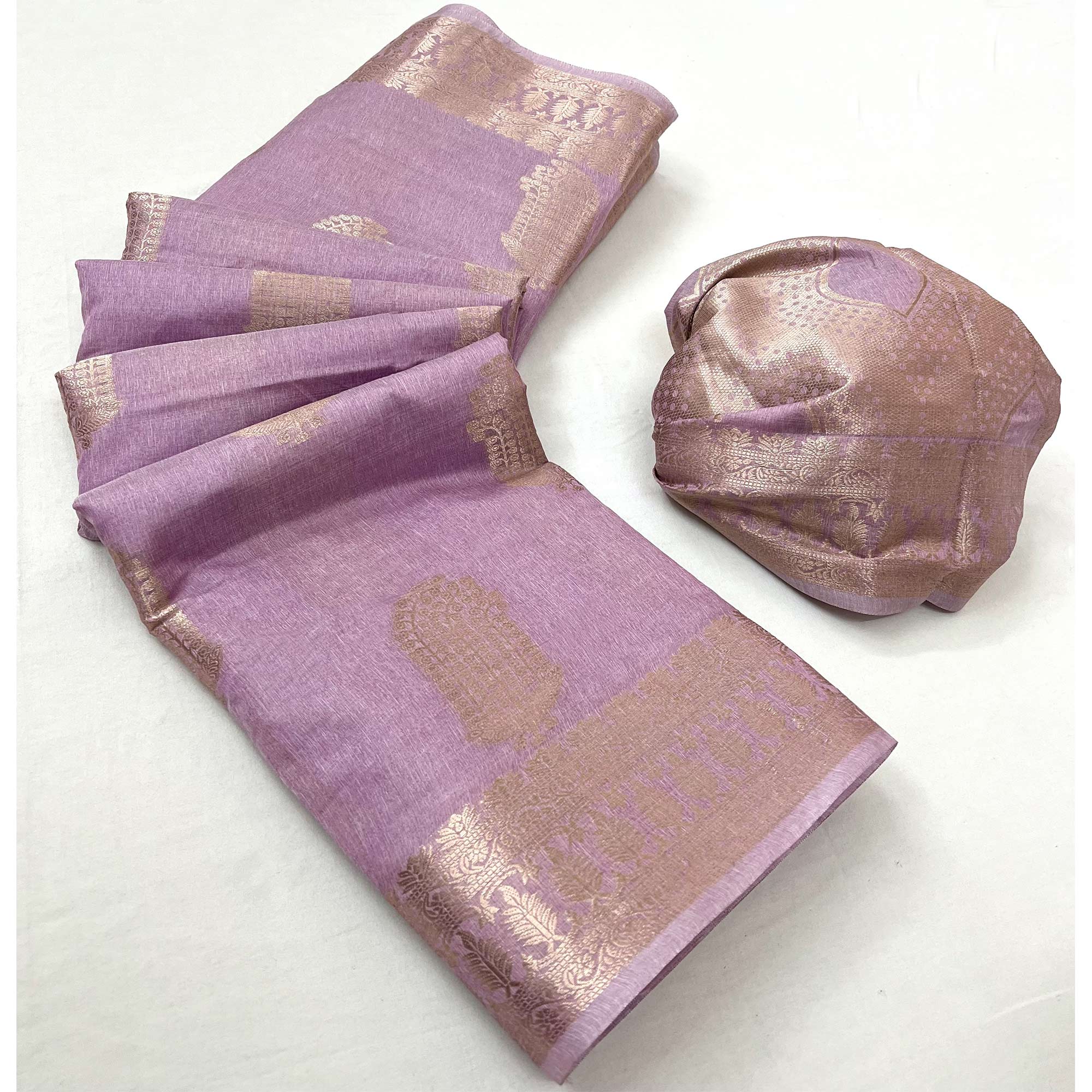 Light Purple Floral Woven Georgette Saree