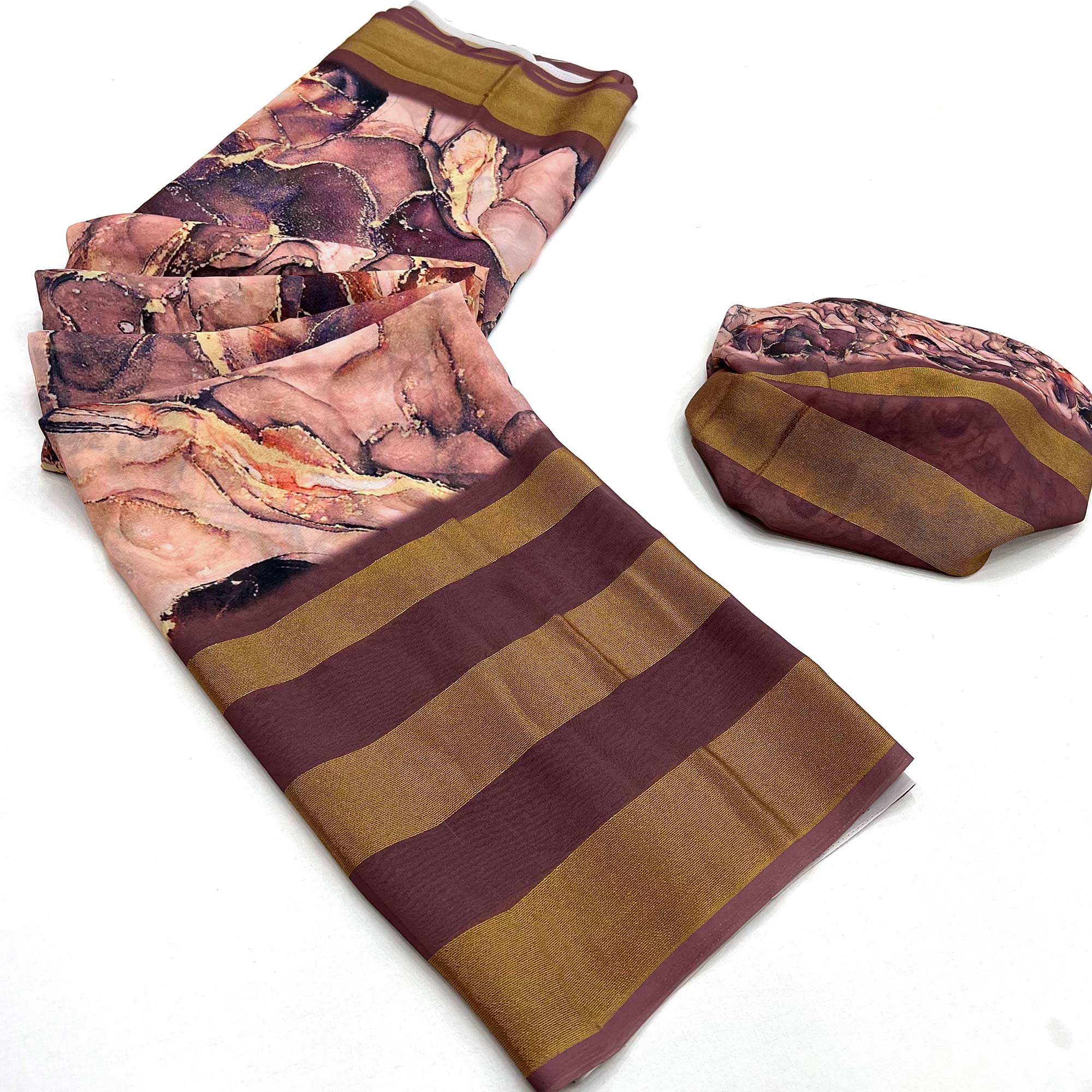 Wine Digital Printed Viscose Saree