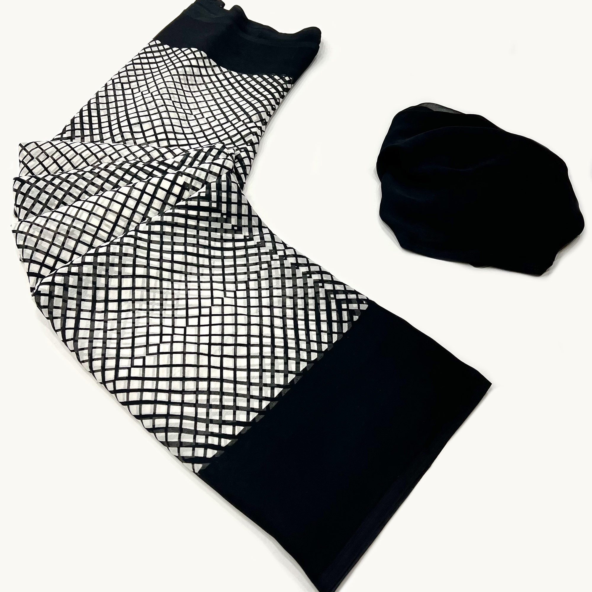 Black & White Printed Georgette Saree