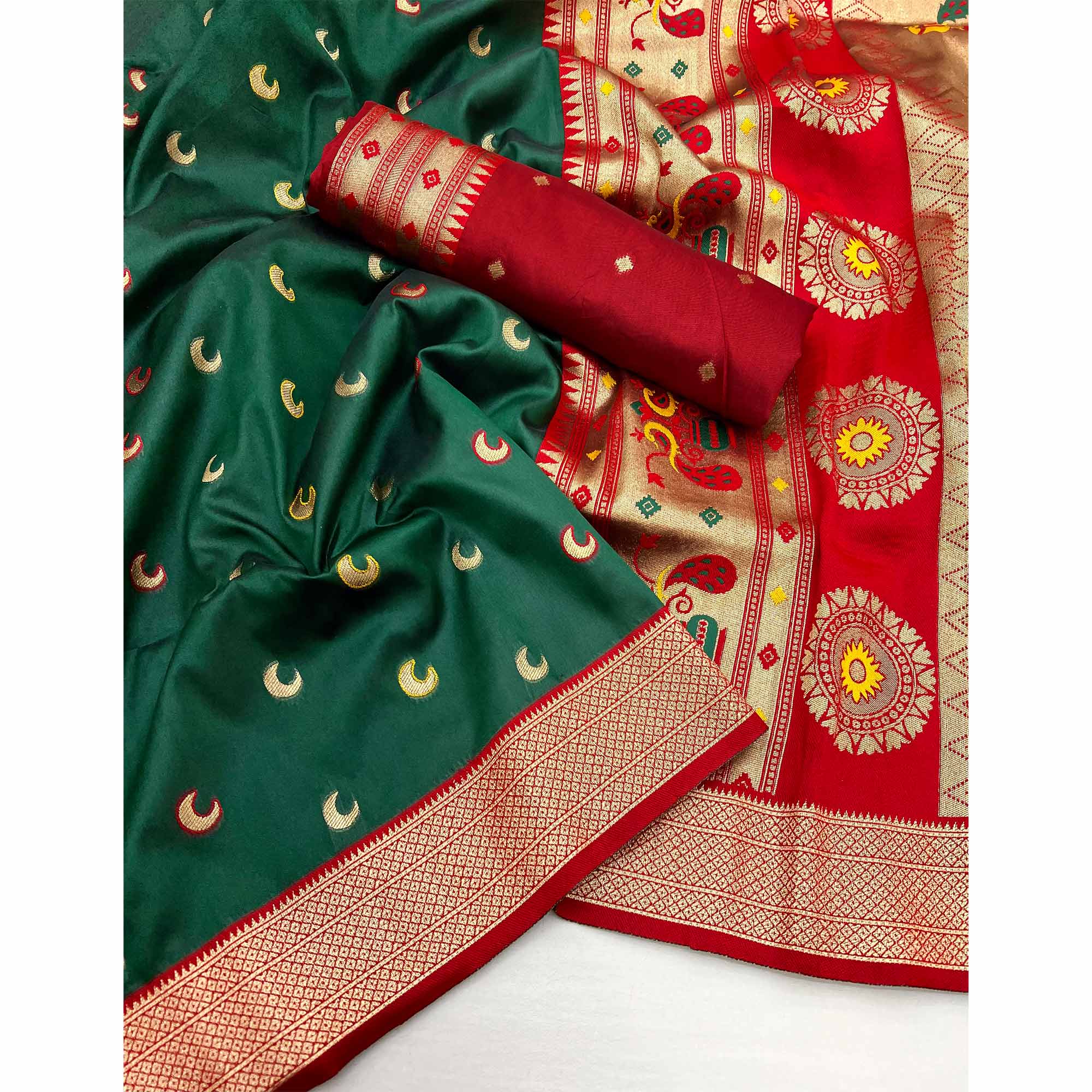 Green Woven Pure Silk Paithani Saree