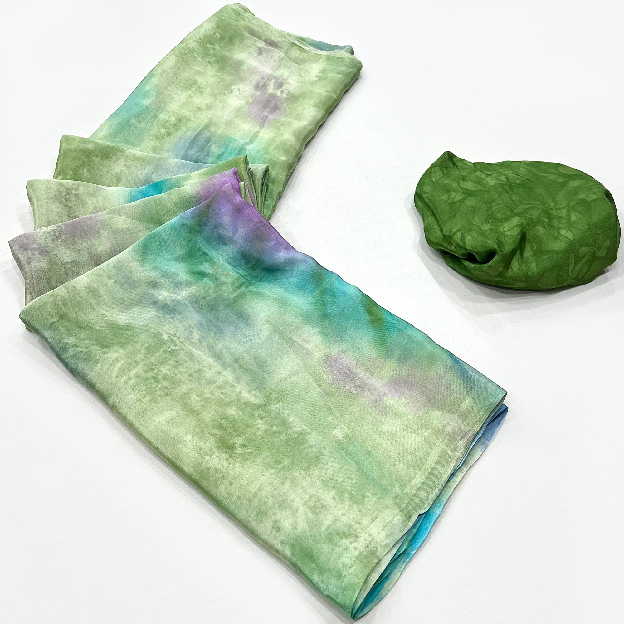 Green Printed Crepe Silk Saree