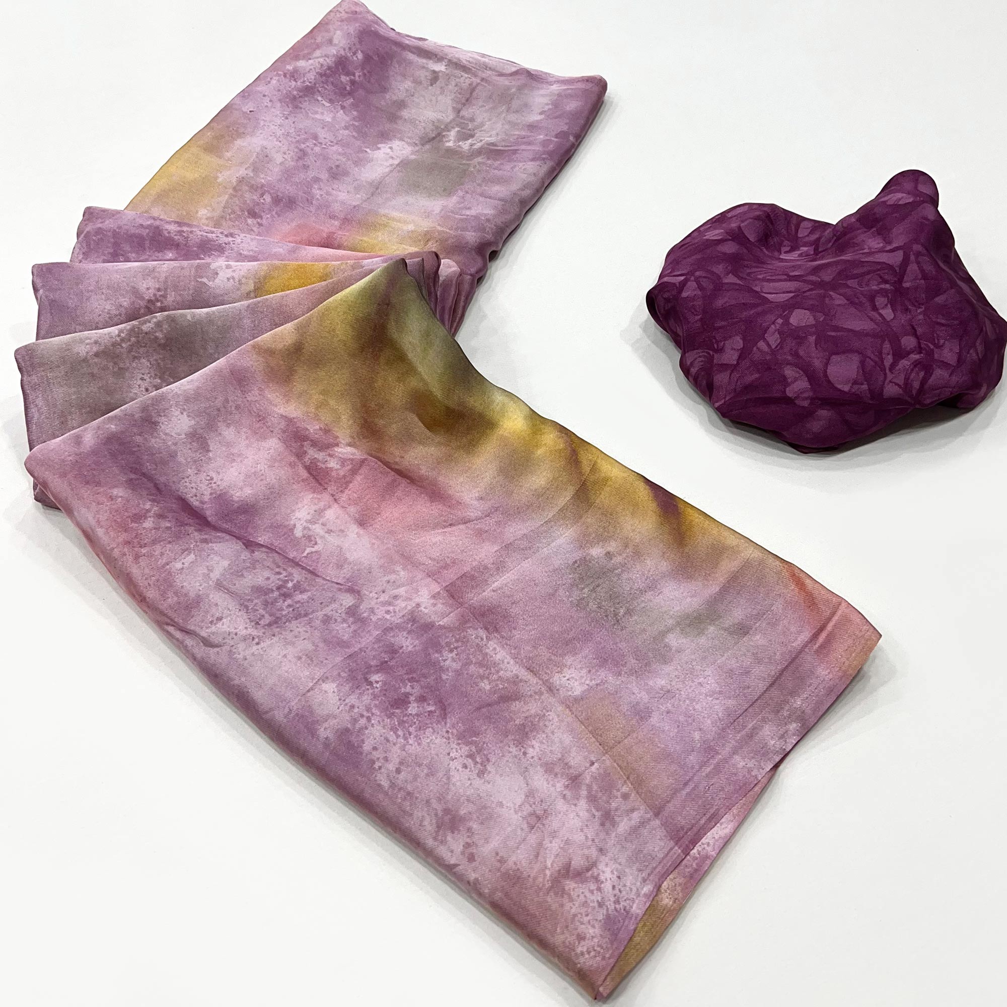 Purple Printed Crepe Silk Saree