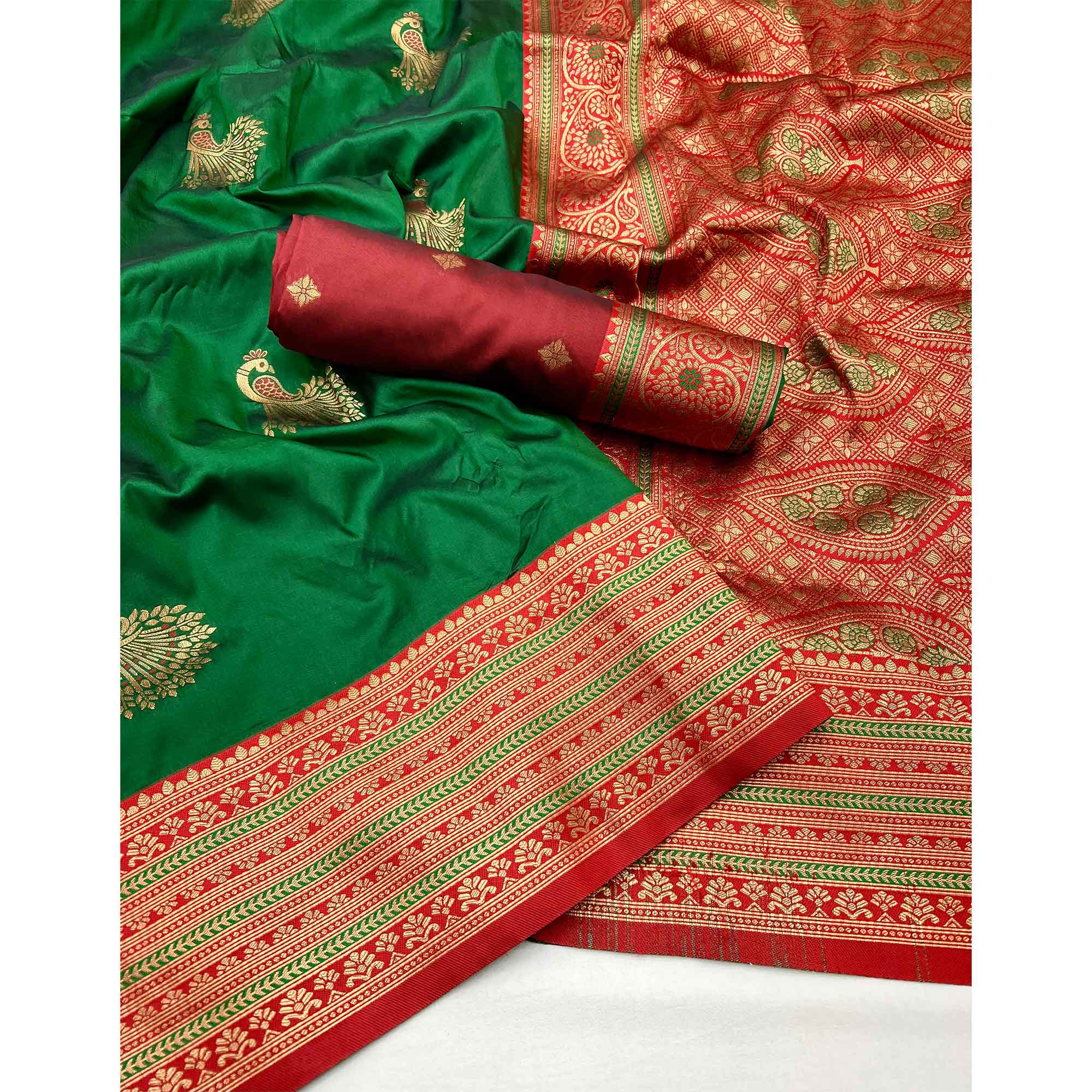 Green Woven Pure Silk Saree
