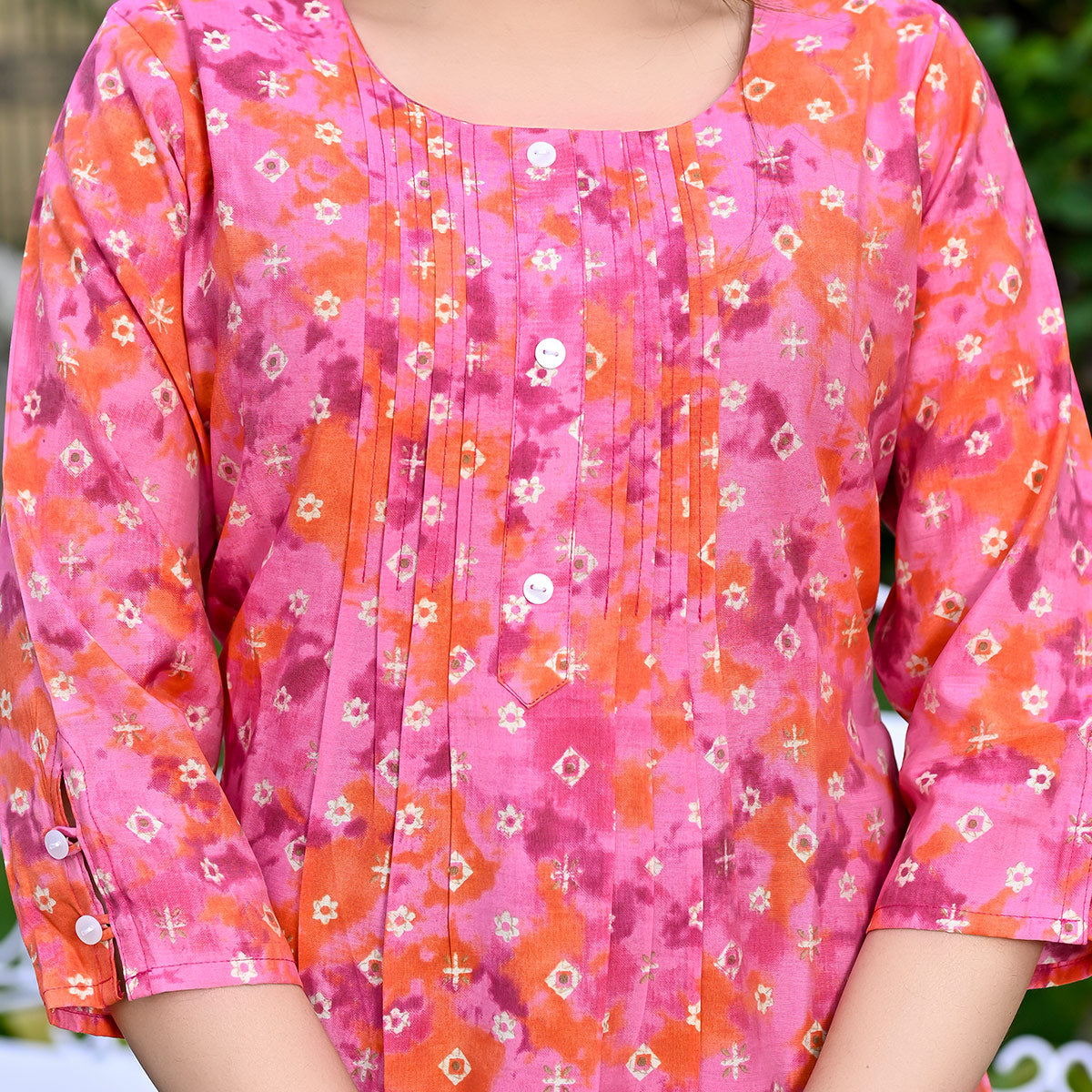 Rose Pink Printed Chanderi Top