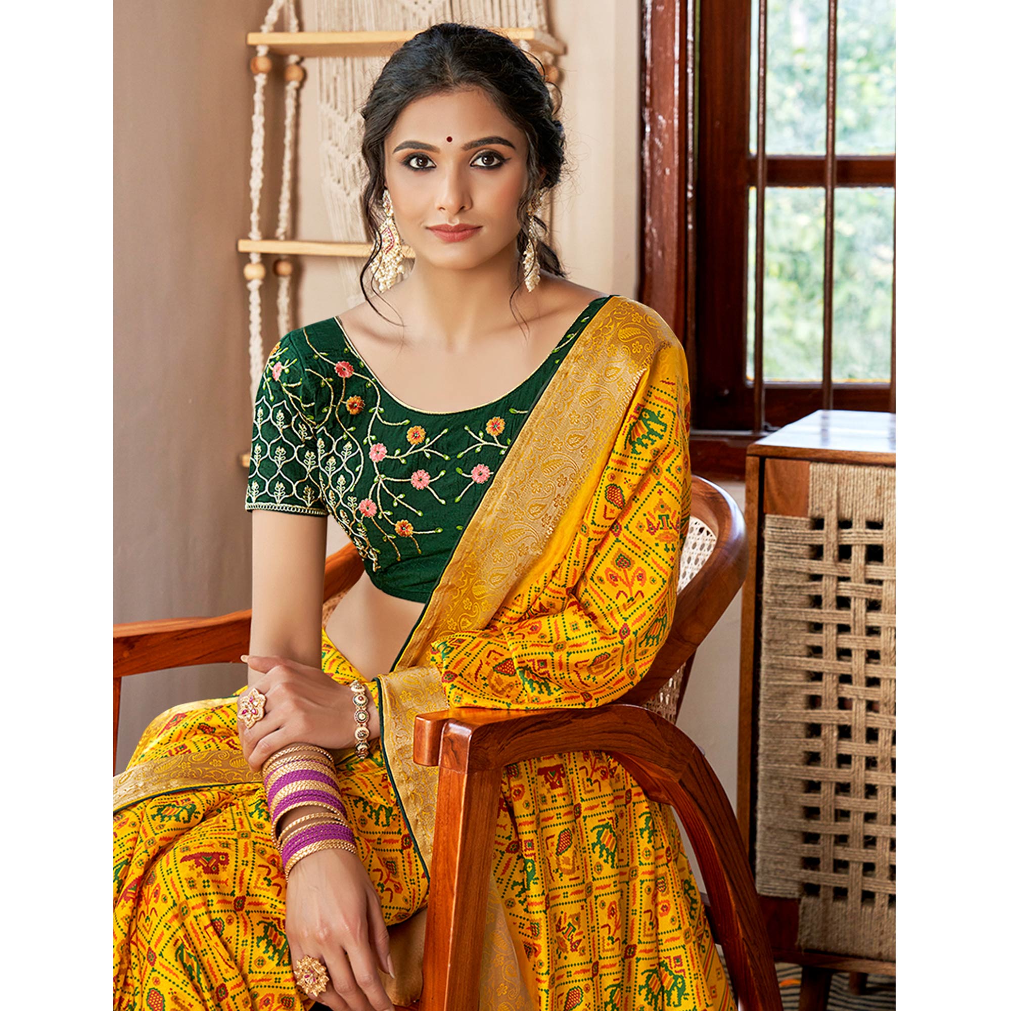 Yellow Patola Printed Art Silk Saree