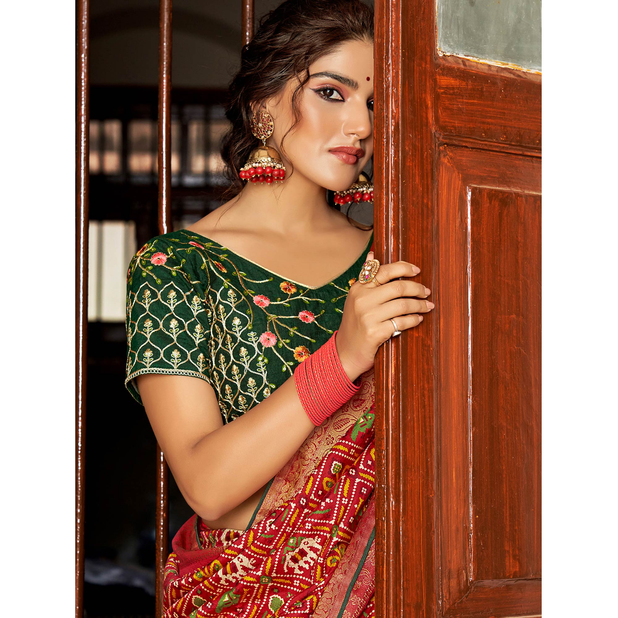 Red Patola Printed Art Silk Saree
