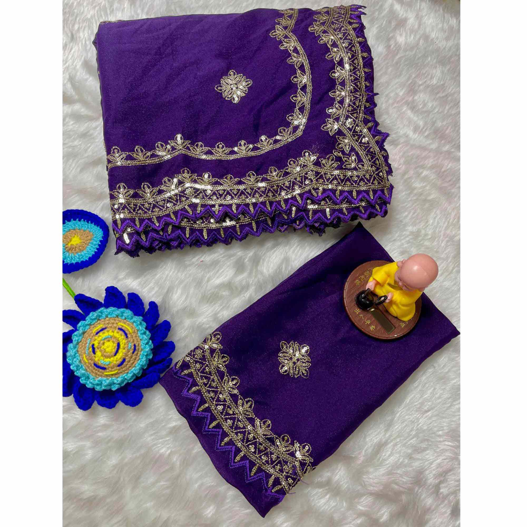 Violet Georgette Saree with Intricate Sequins Embroidery for Special Events