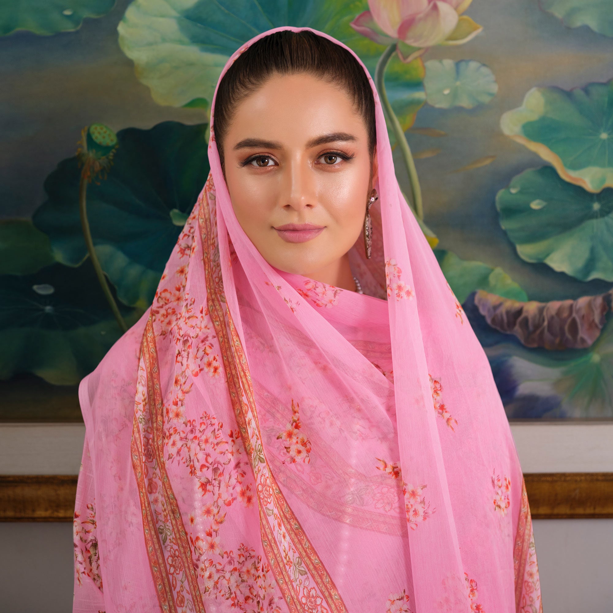 Pink Floral Digital Printed Pure Cotton Salwar Suit