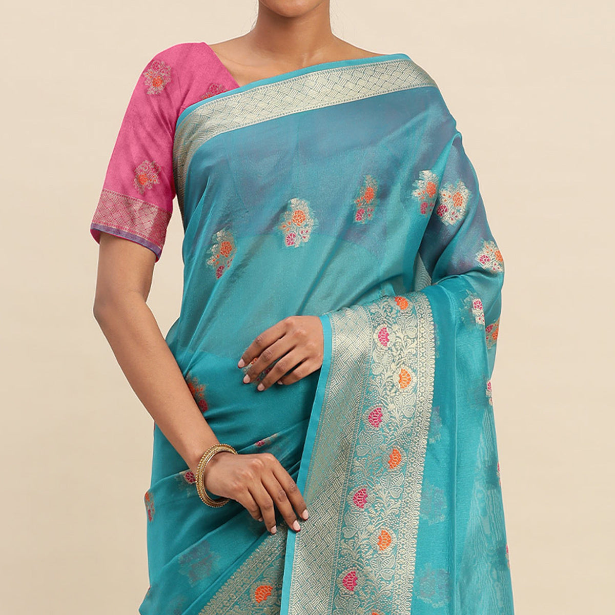 Rama Woven Organza Saree