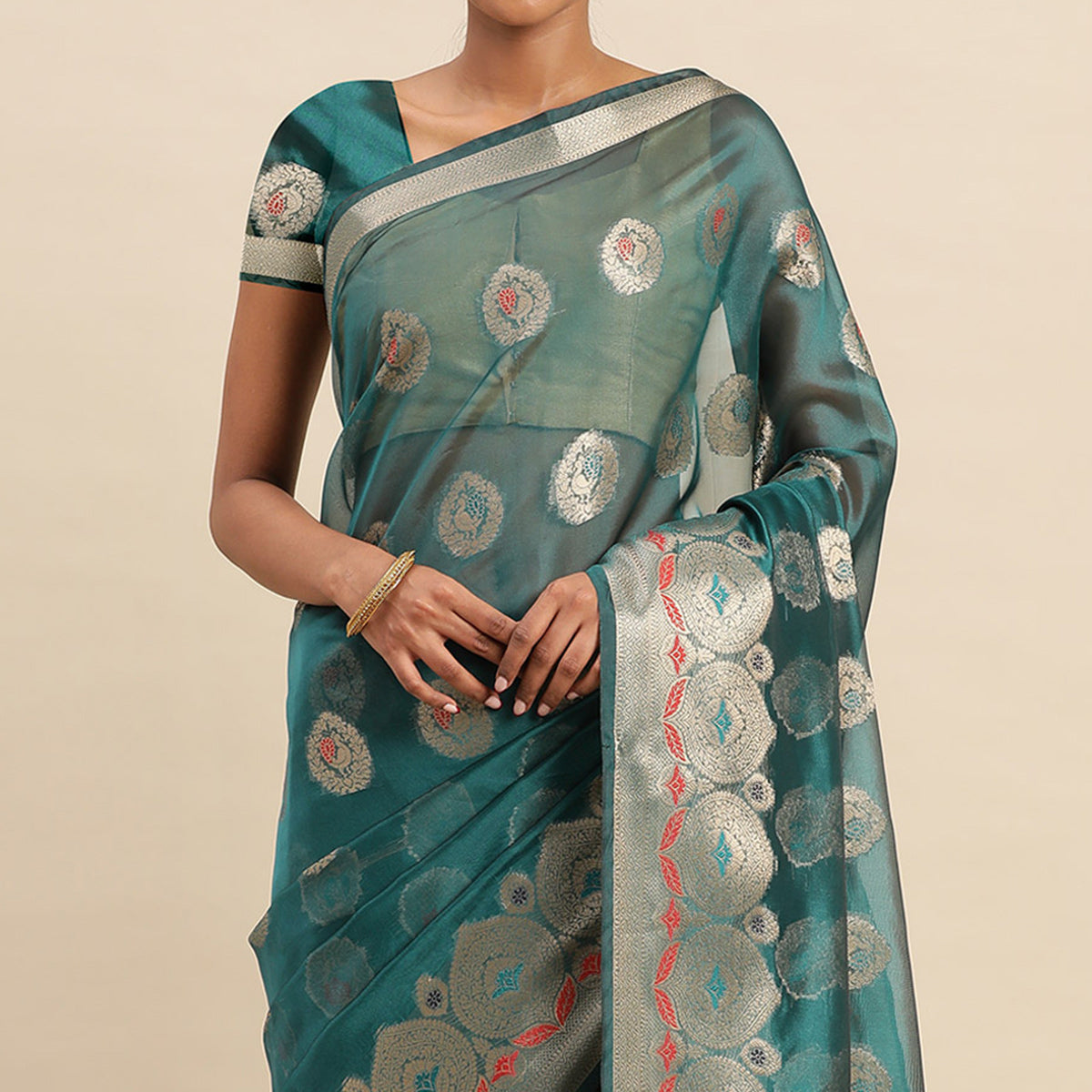 Rama Woven Organza Saree
