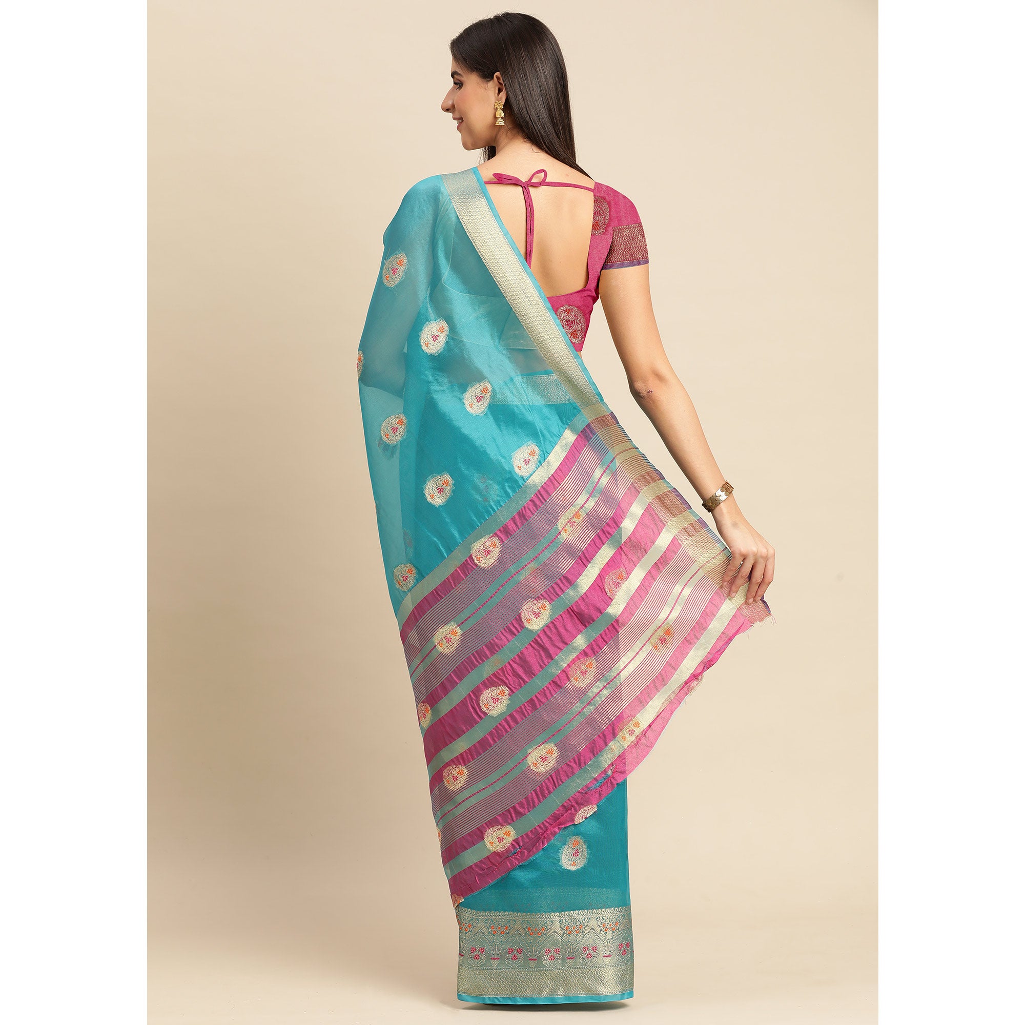 Rama Woven Organza Saree