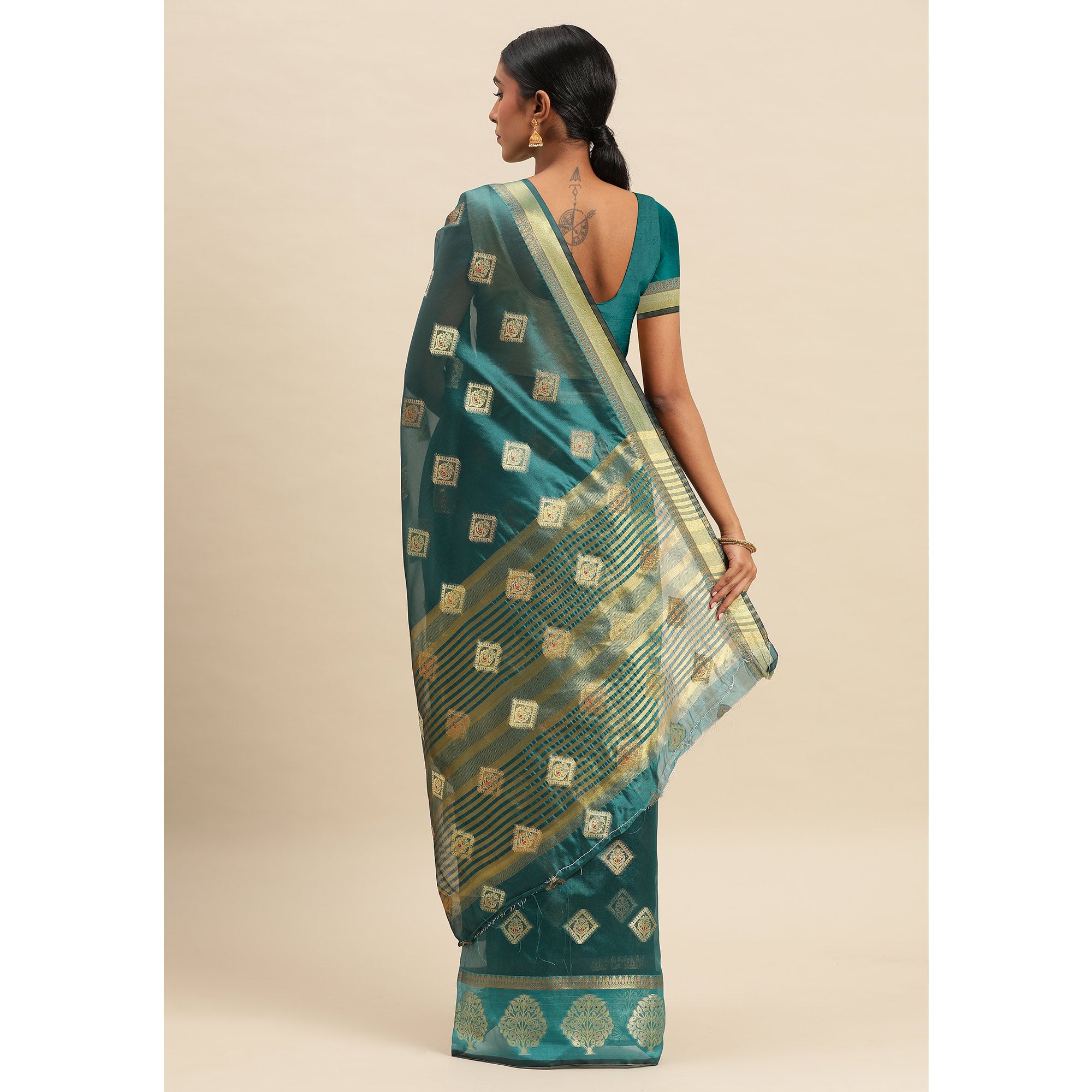 Rama Woven Organza Saree