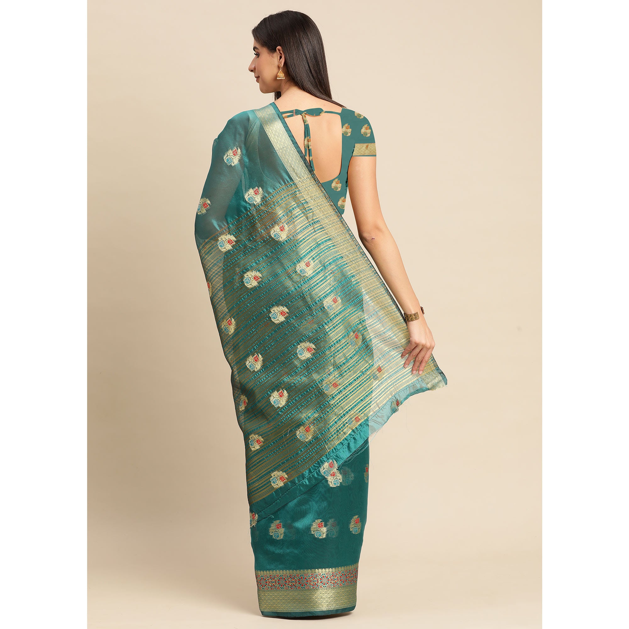 Rama Woven Organza Saree