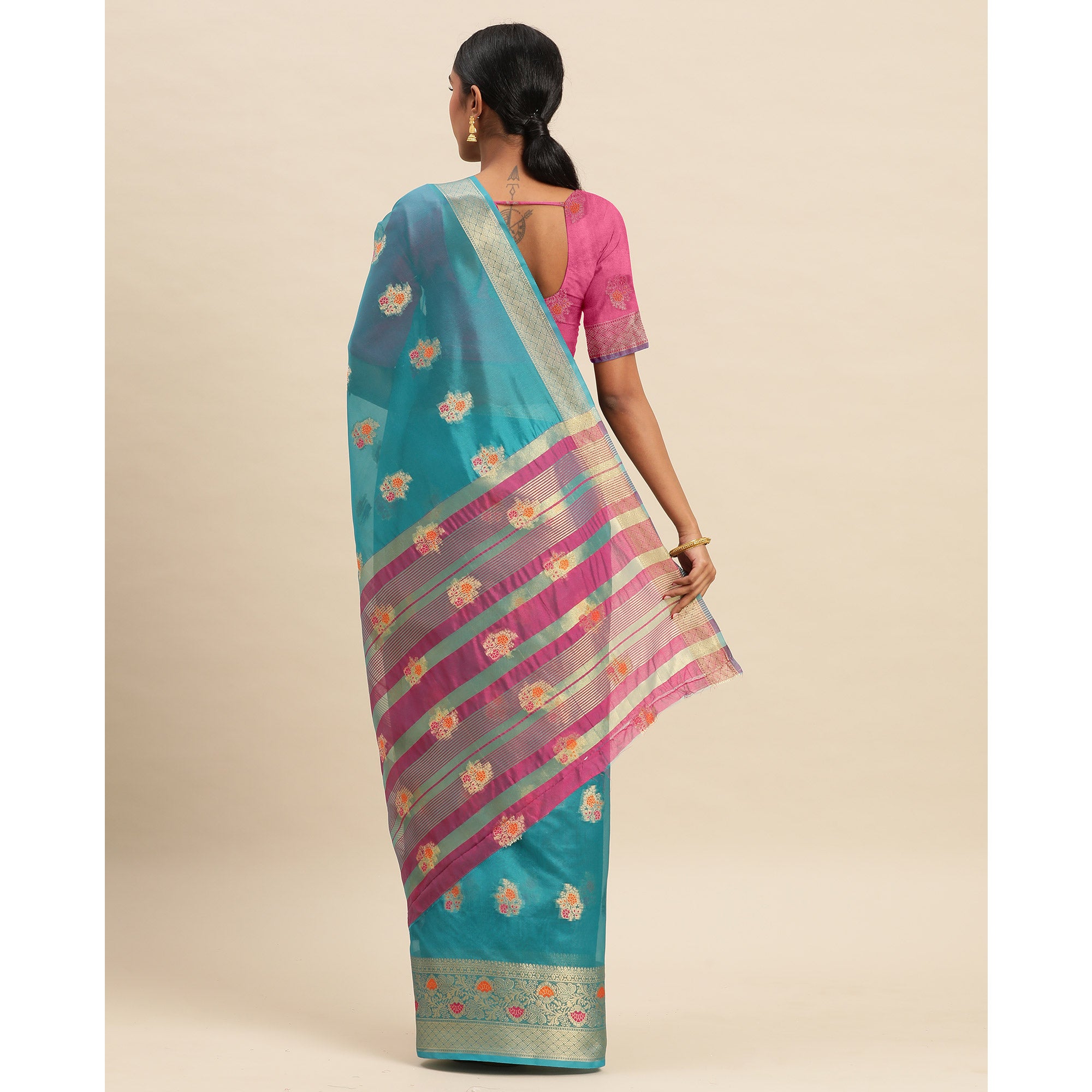 Rama Woven Organza Saree
