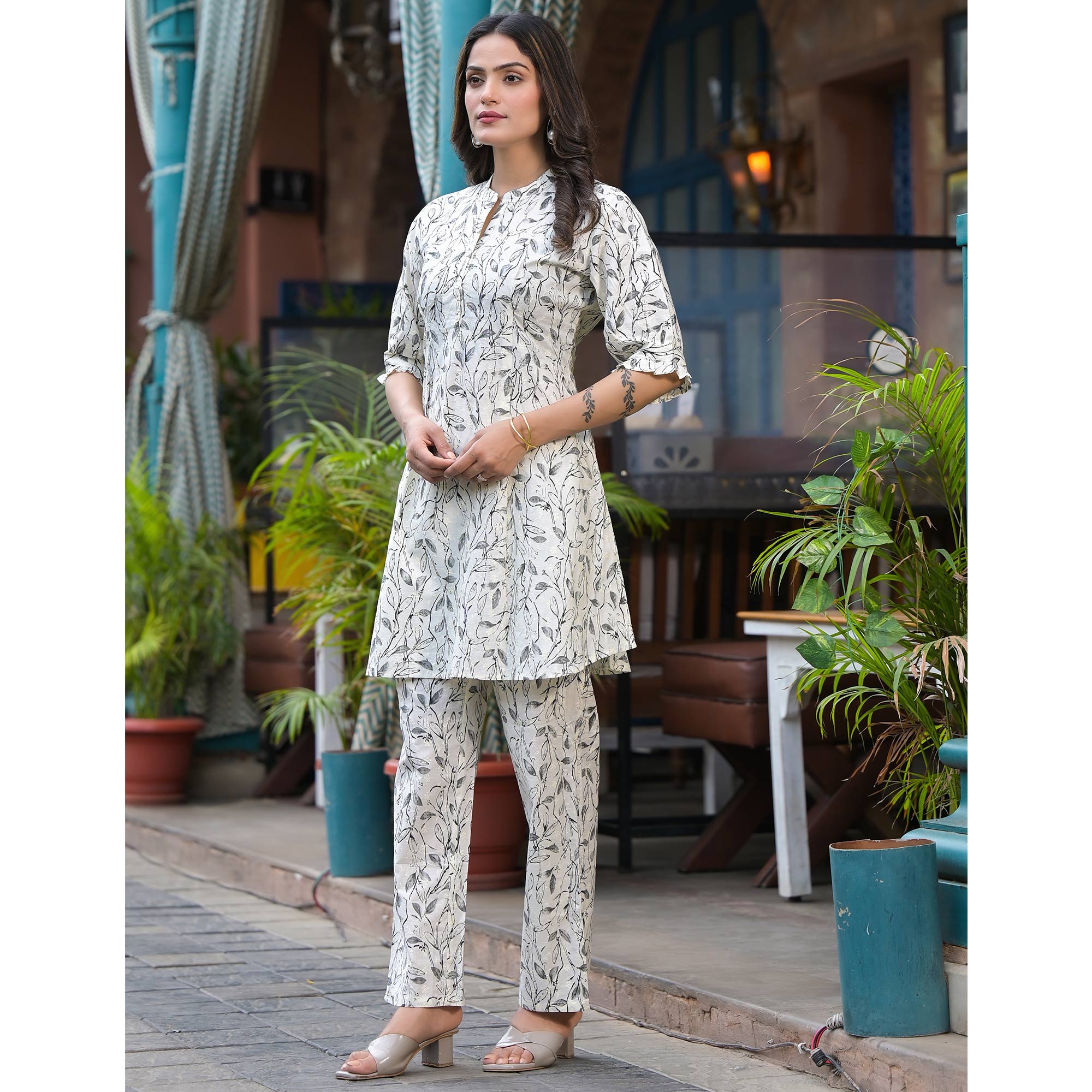 White Printed Pure Cotton Co-Ord Set
